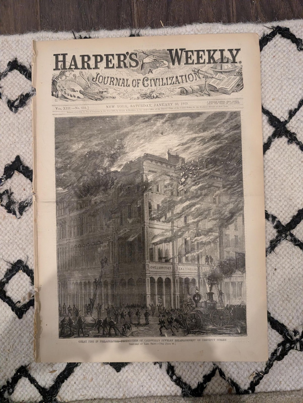 Harper’s Weekly, Jan 30 1869 | Great Fire in Philadelphia | Chicago River Tunnel