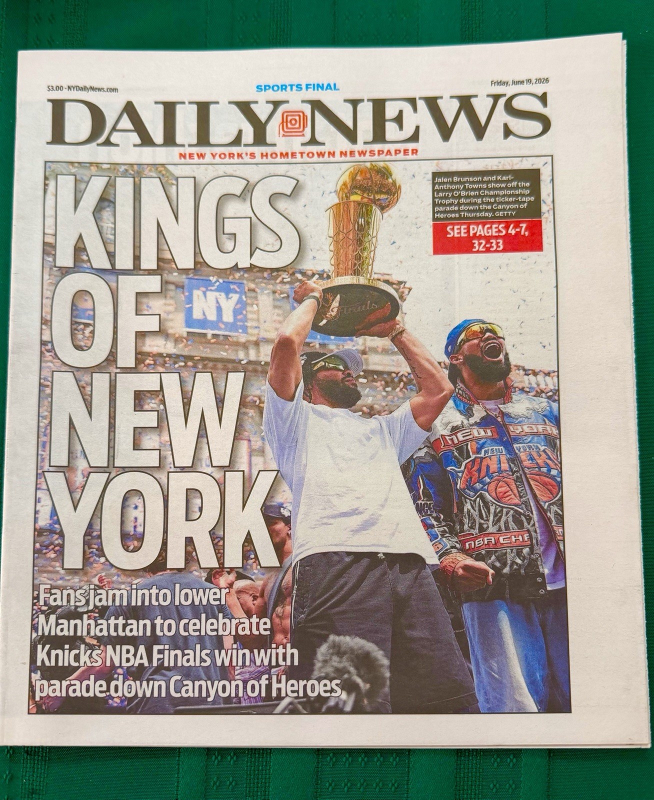 New York DAILY NEWS June 19th 2026 “KNICKS” Parade Special Kings Of NEW YORK