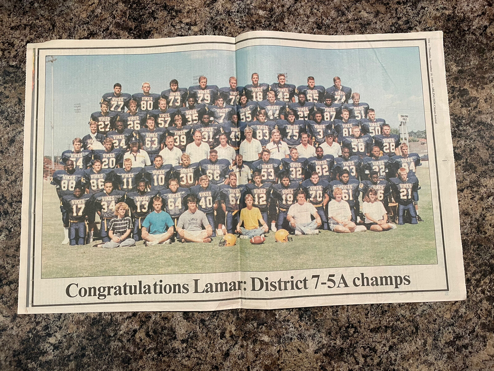 1989 Lamar Vikings Football Champions Newspaper