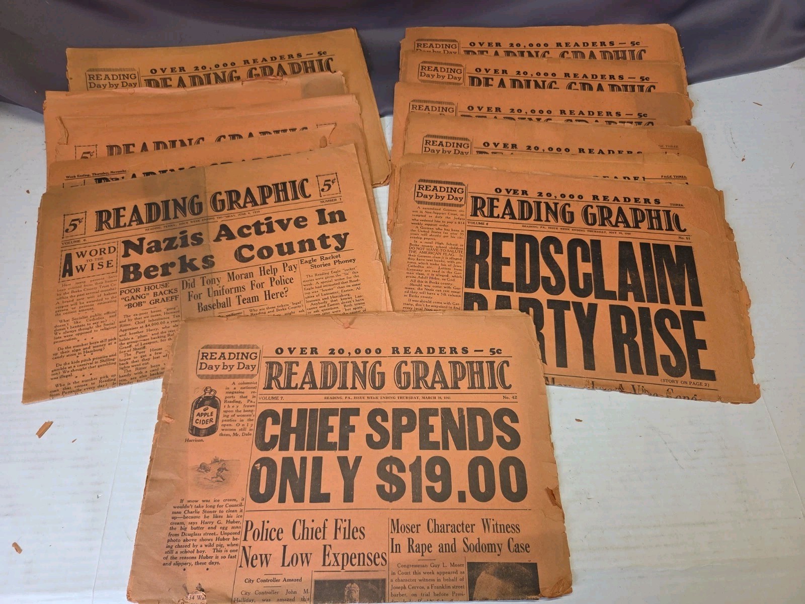 Reading Graphic Newspaper Reading P.A. 1939,1940,1941