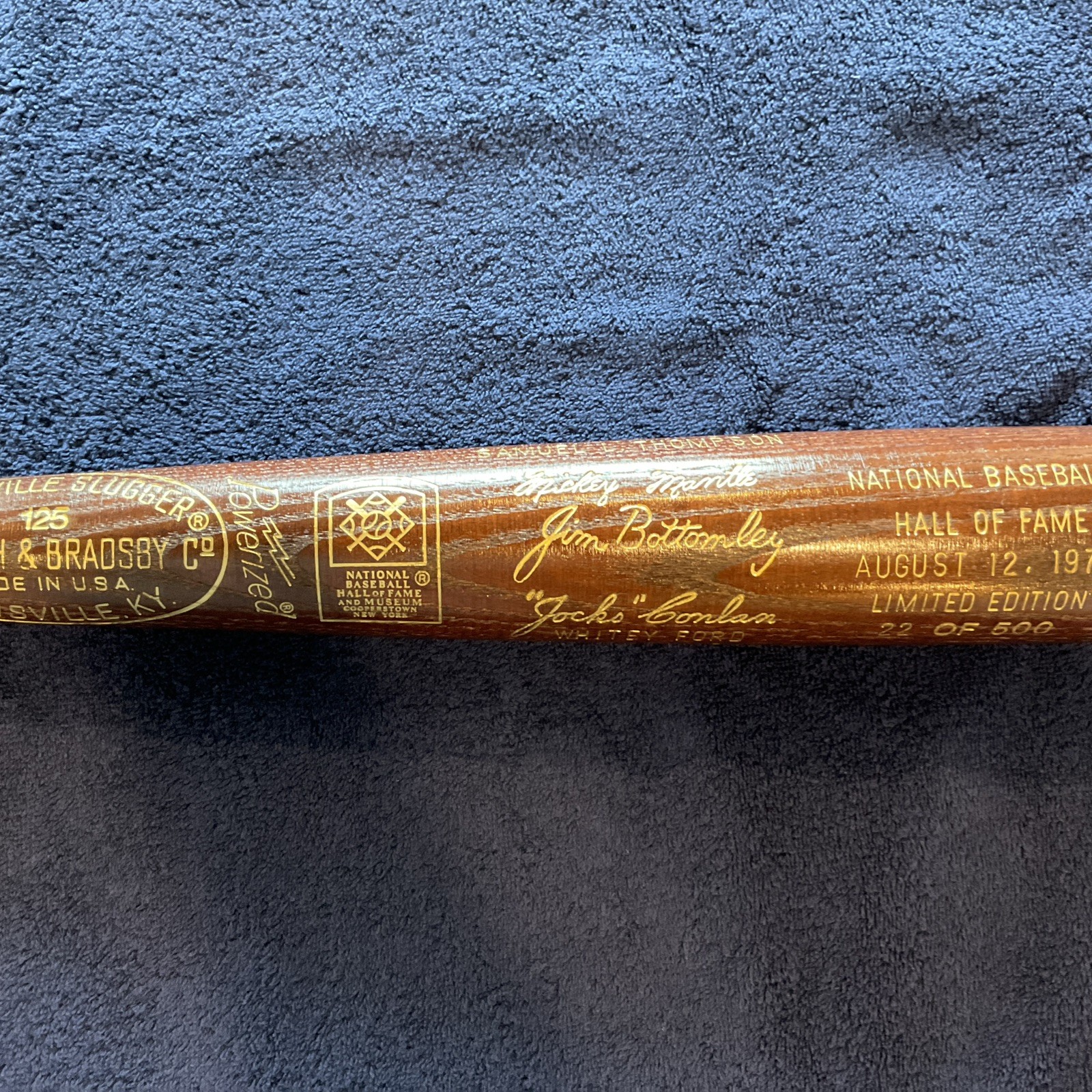 National Baseball Hall of Fame bat dated August 12, 1974 number 22 of 500