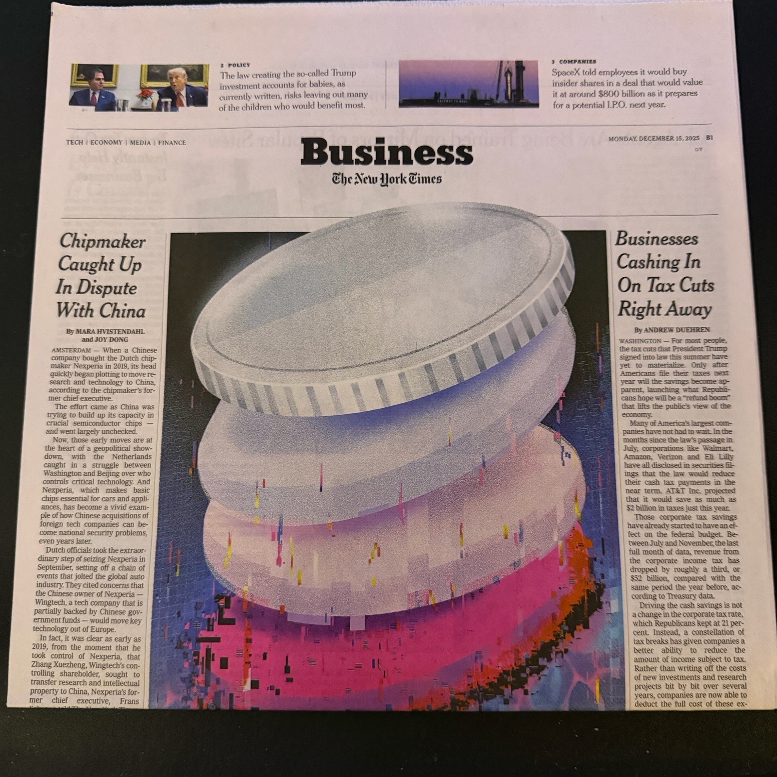 The New York Times Newspaper December 15 2025 Complete Print Paper UNREAD NYT