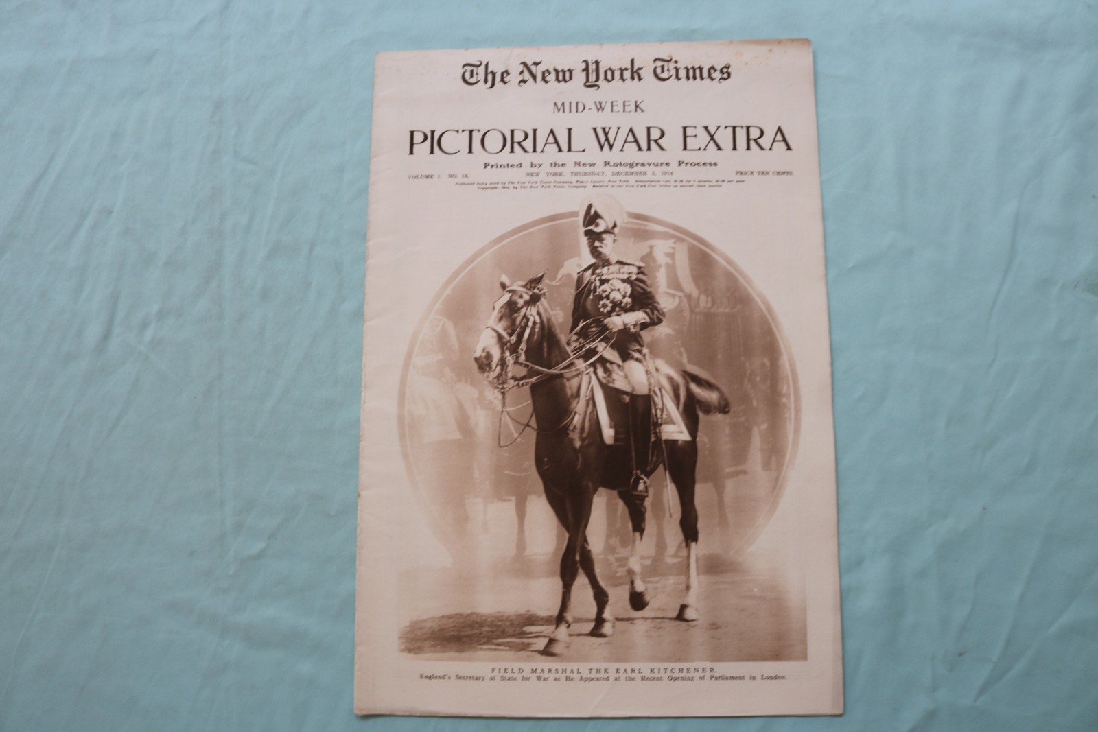 1914 DEC 3 NEW YORK TIMES MID-WEEK PICTORIAL WAR EXTRA- EARL KITCHENER – NP 9123