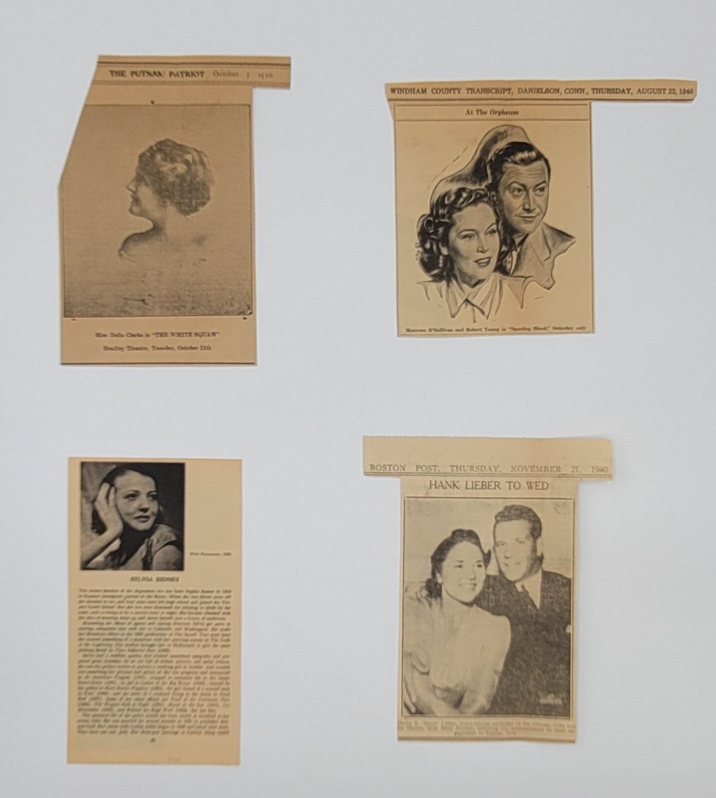 4 Vintage Random Celebrity Newspaper Clippings