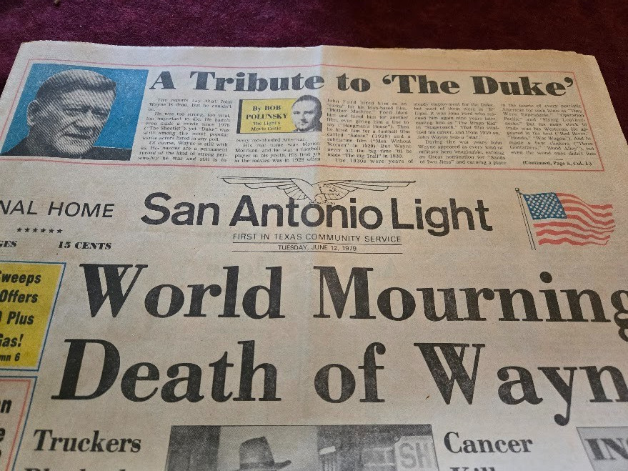 Vtg San Antonio Light Newspaper Lot~1969 Eisenhower~1972 Truman~73 LBJ~ 79 Wayne