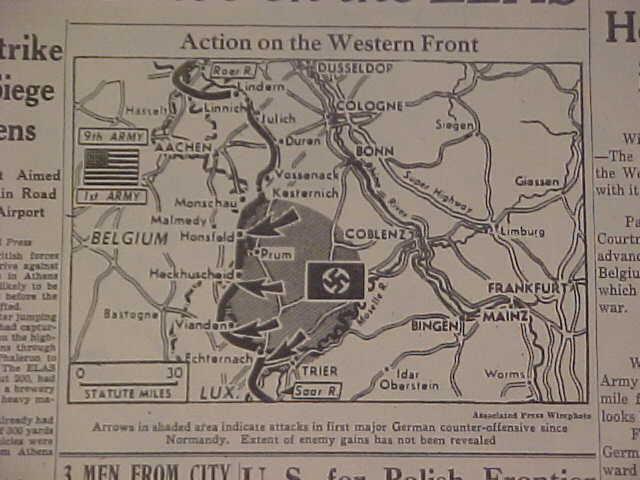 VINTAGE NEWSPAPER HEADLINE ~WORLD WAR 2 HITLER V-BOMB ATTACK U.S. ARMY WWII 1944