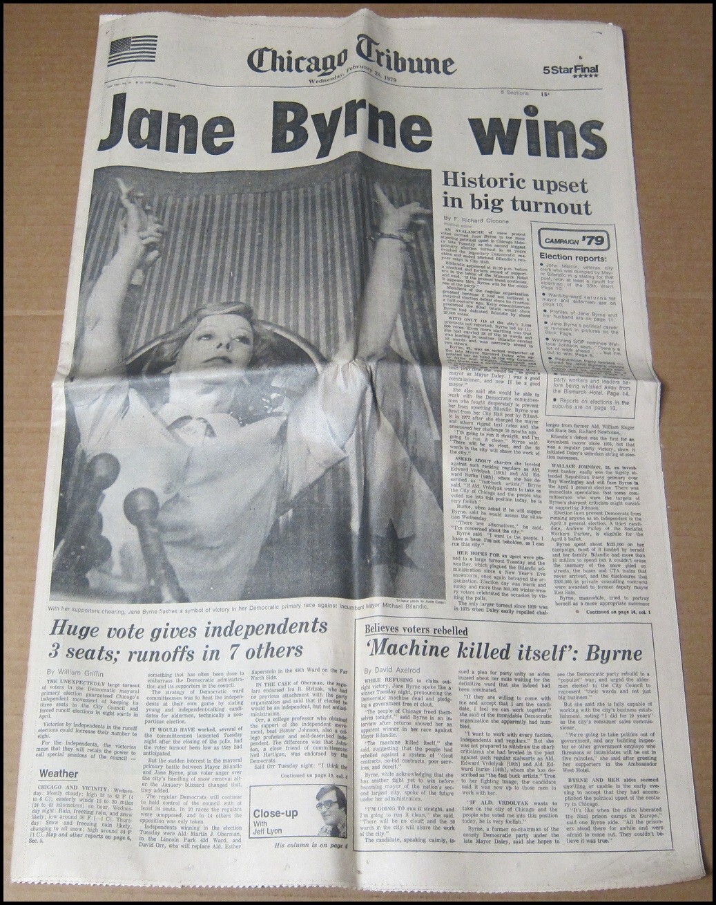 1979 Jane Byrne Wins Mayoral Primary Chicago Tribune Newspaper Mayor of Chicago
