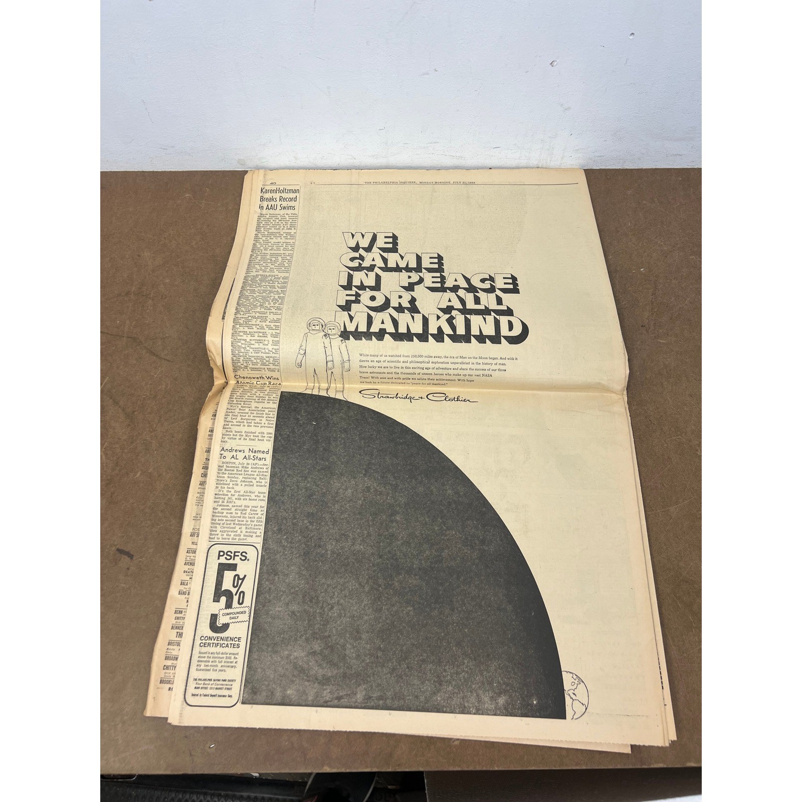 The Philadelphia Inquirer July 21 1969 Newspaper Man Walks On Moon Apollo 11