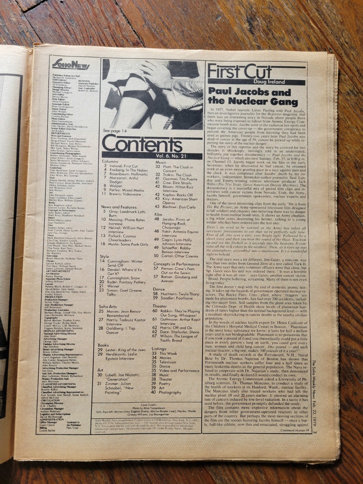 Soho News, NYC, Feb 22-28, 1979, Girl Talk, Broadway Loft Blaze, Jean Renoir