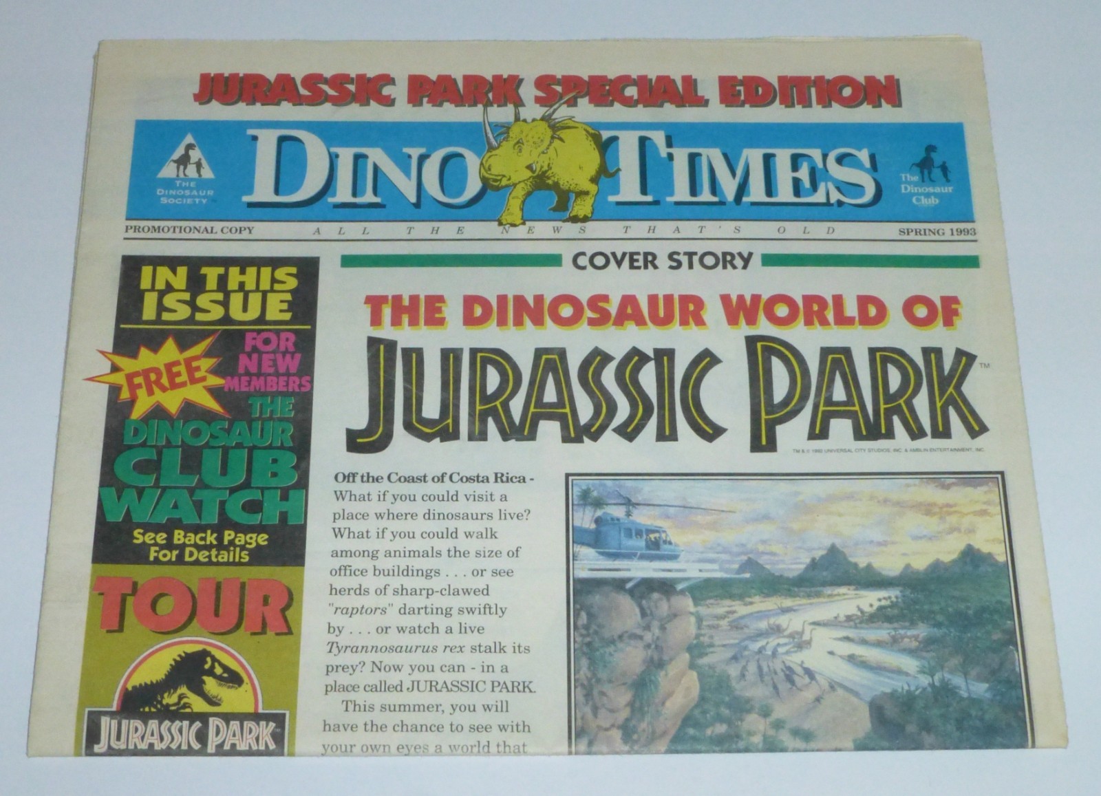 Dino Times: Jurassic Park Special Edition, Promotional Newspaper, Spring 1993