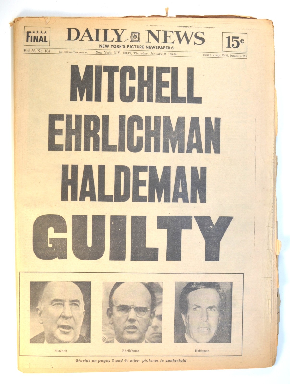 Vtg New York Daily News Nixon crew Mitchell Ehrlichman Haldeman Guilty Watergate