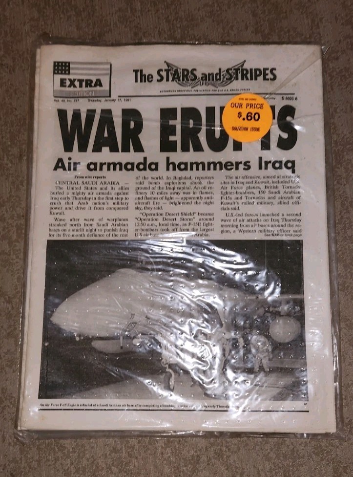 VTG 1991 Stars & Stripes Extra Cease-Fire Gulf War Newspaper Military Sealed