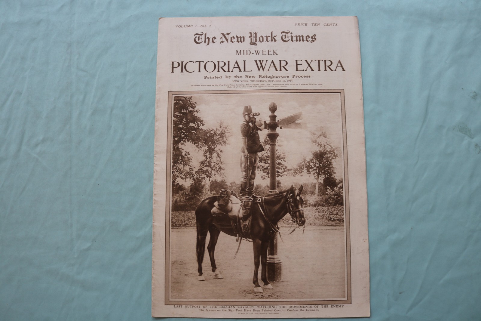 1914 OCT 15 NEW YORK TIMES MID-WEEK PICTORIAL WAR EXTRA-BELGIAN CAVALRY -NP 9119