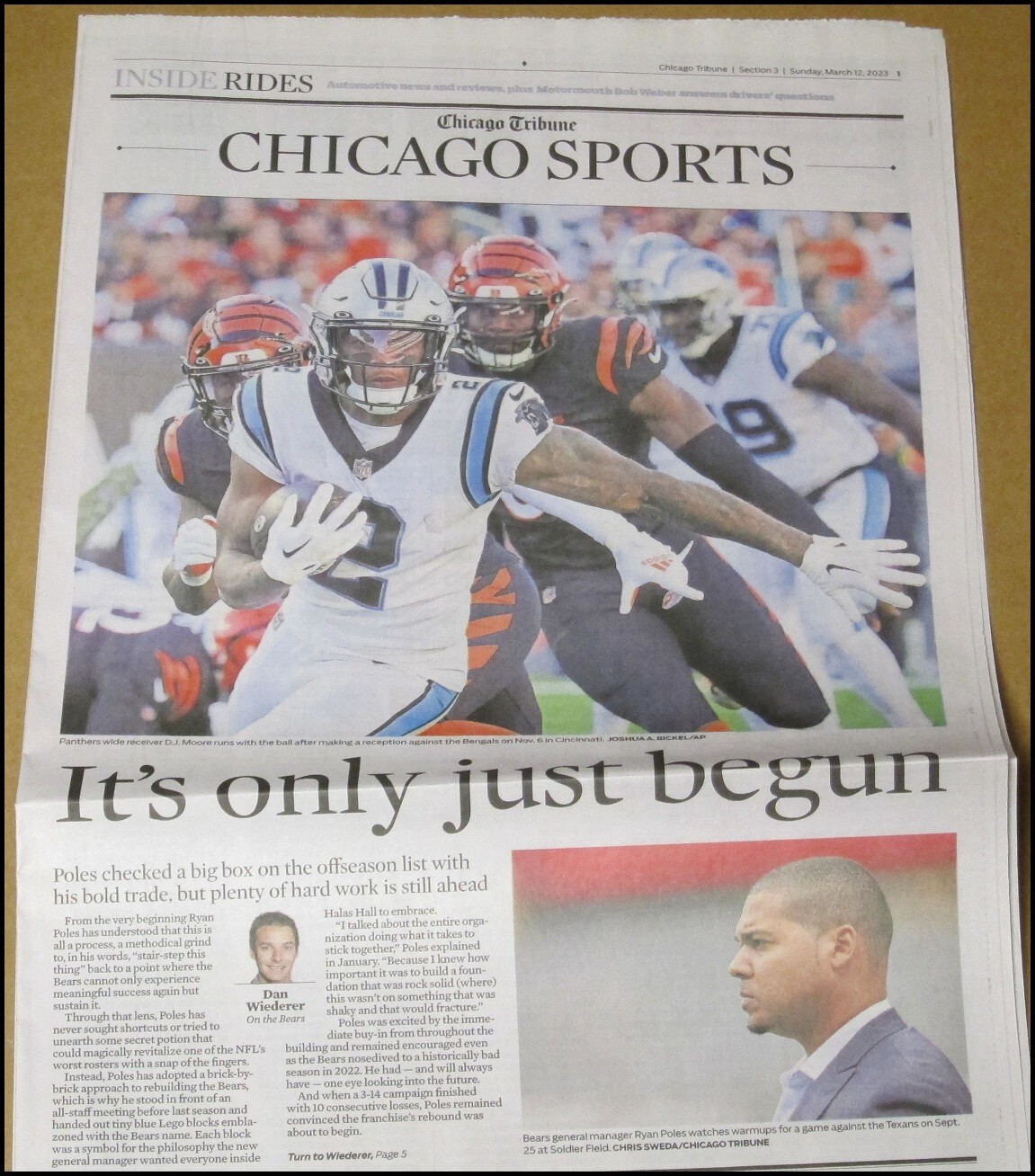 3/12/2023 Chicago Tribune Sports Bears Trade #1 NFL Draft Pick D.J. Moore 2023