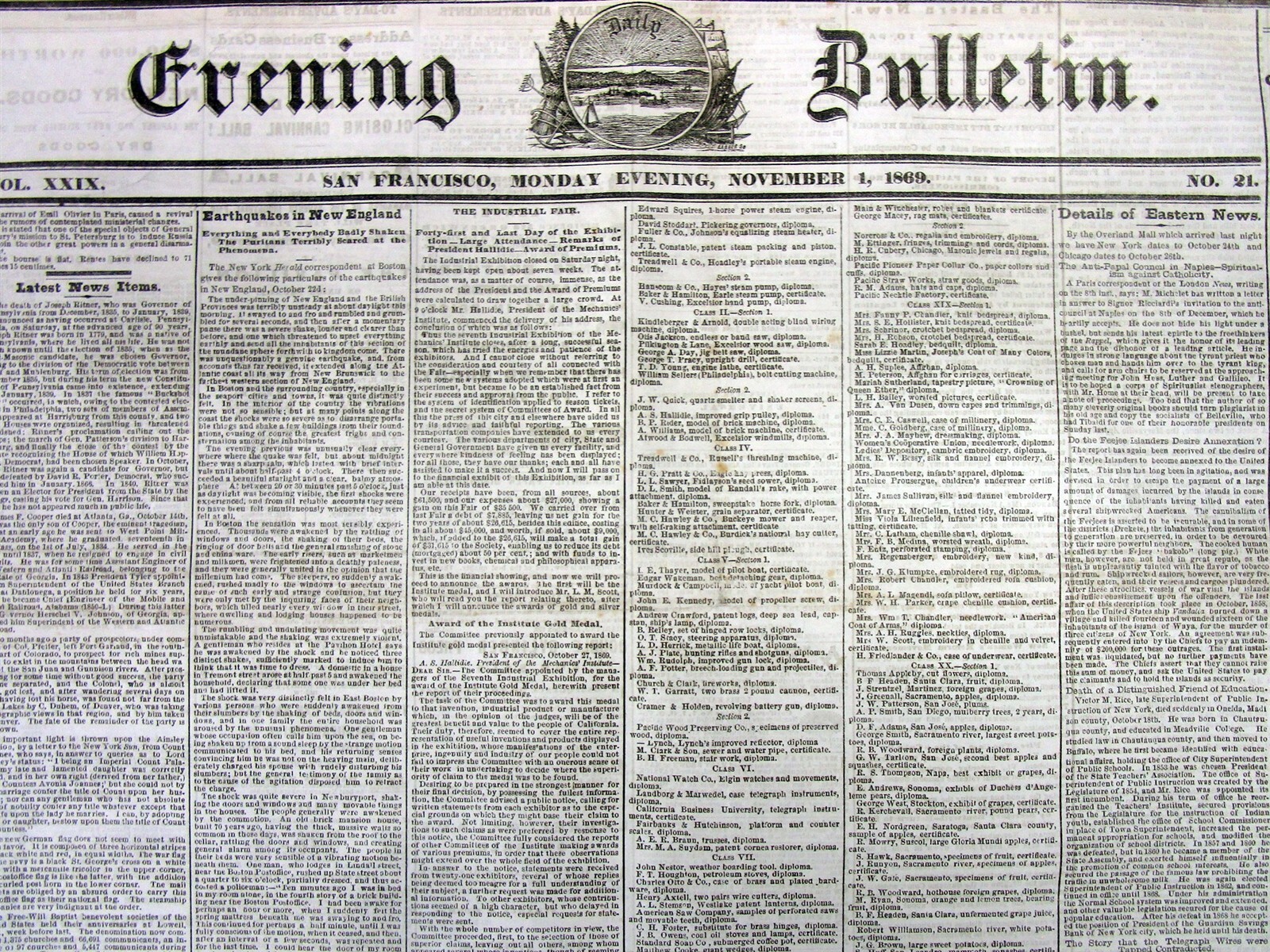 10 1869 newspapers SAN FRANCISCO BULLETIN California TRANSCONTINENTAL RAILROAD