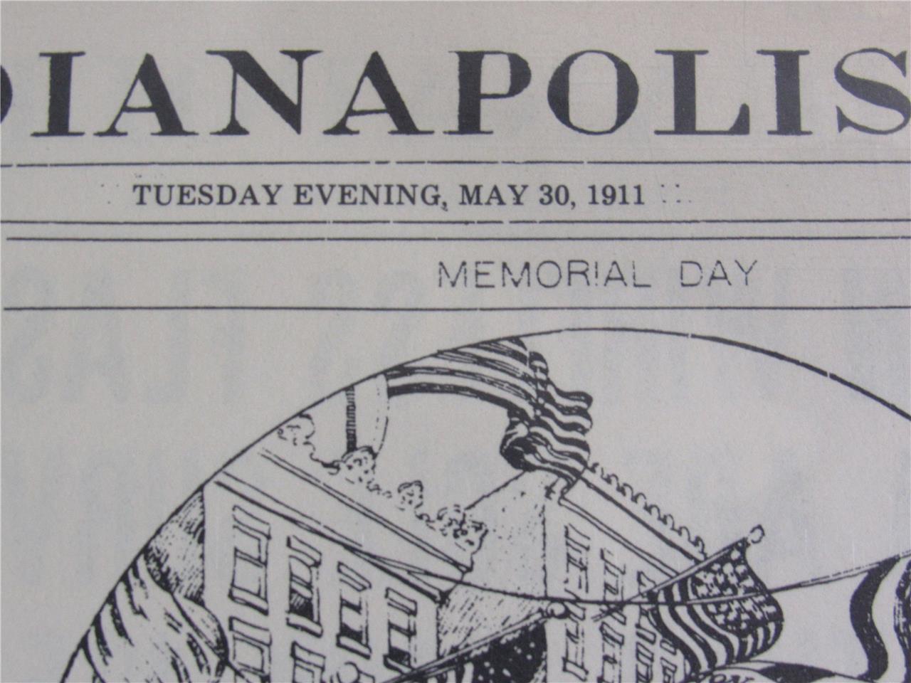 VINTAGE NEWSPAPER HEADLINE ~ HARROUN MARMON WINS 1st INDIANAPOLIS 500 RACE 1911