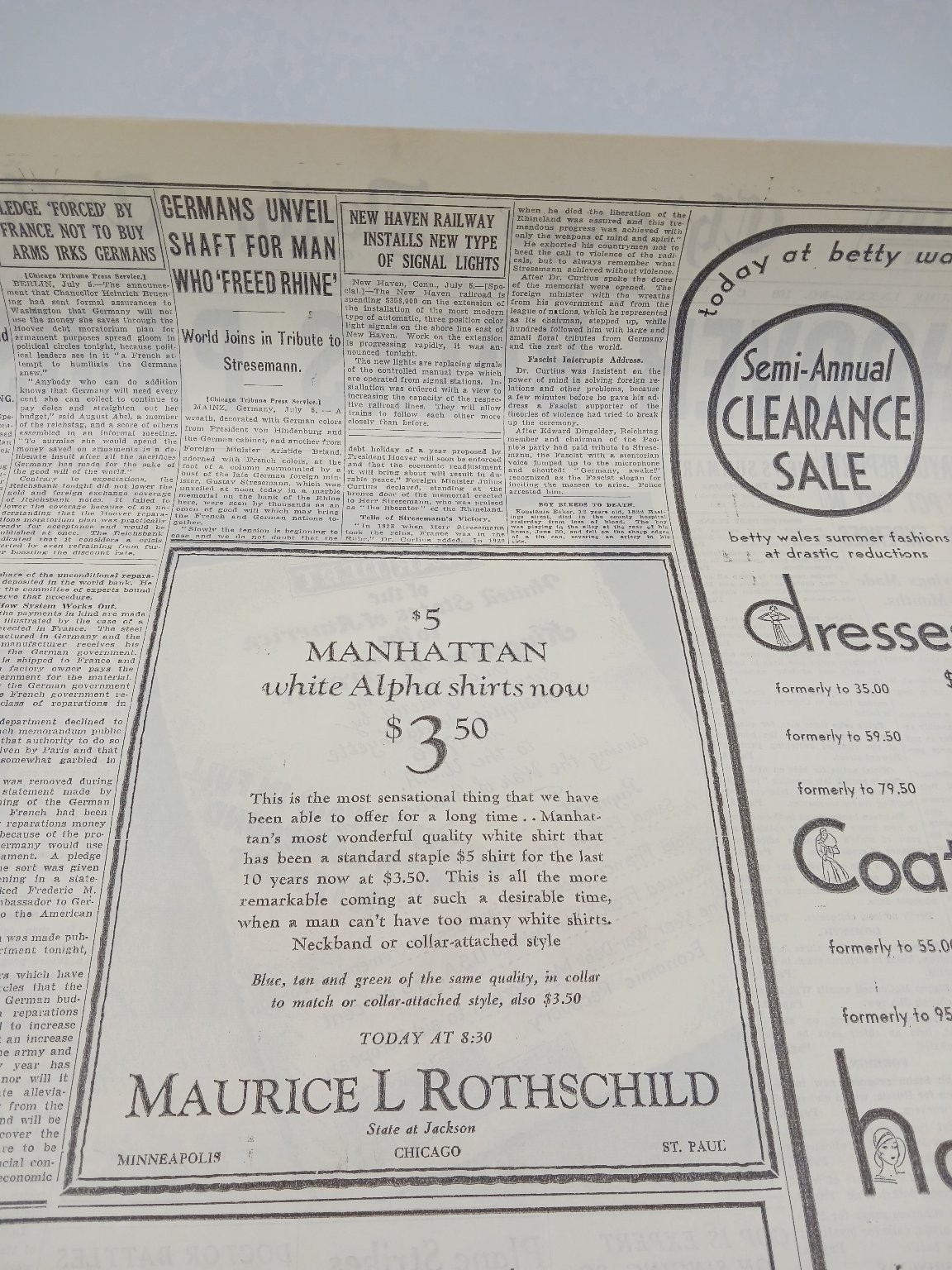 July 1931 Chicago Tribune Hoover Paris Plan Plane Crash Newspaper Page