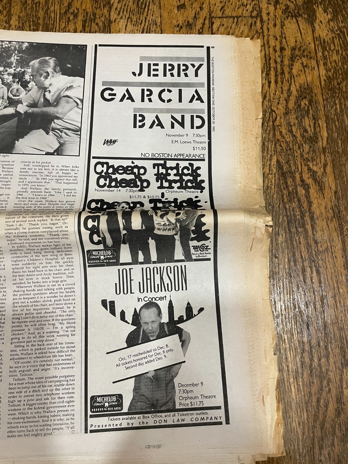Boston Phoenix Newspaper 1982 Jerry Garcia Rush Aerosmith Concert Ads Halloween