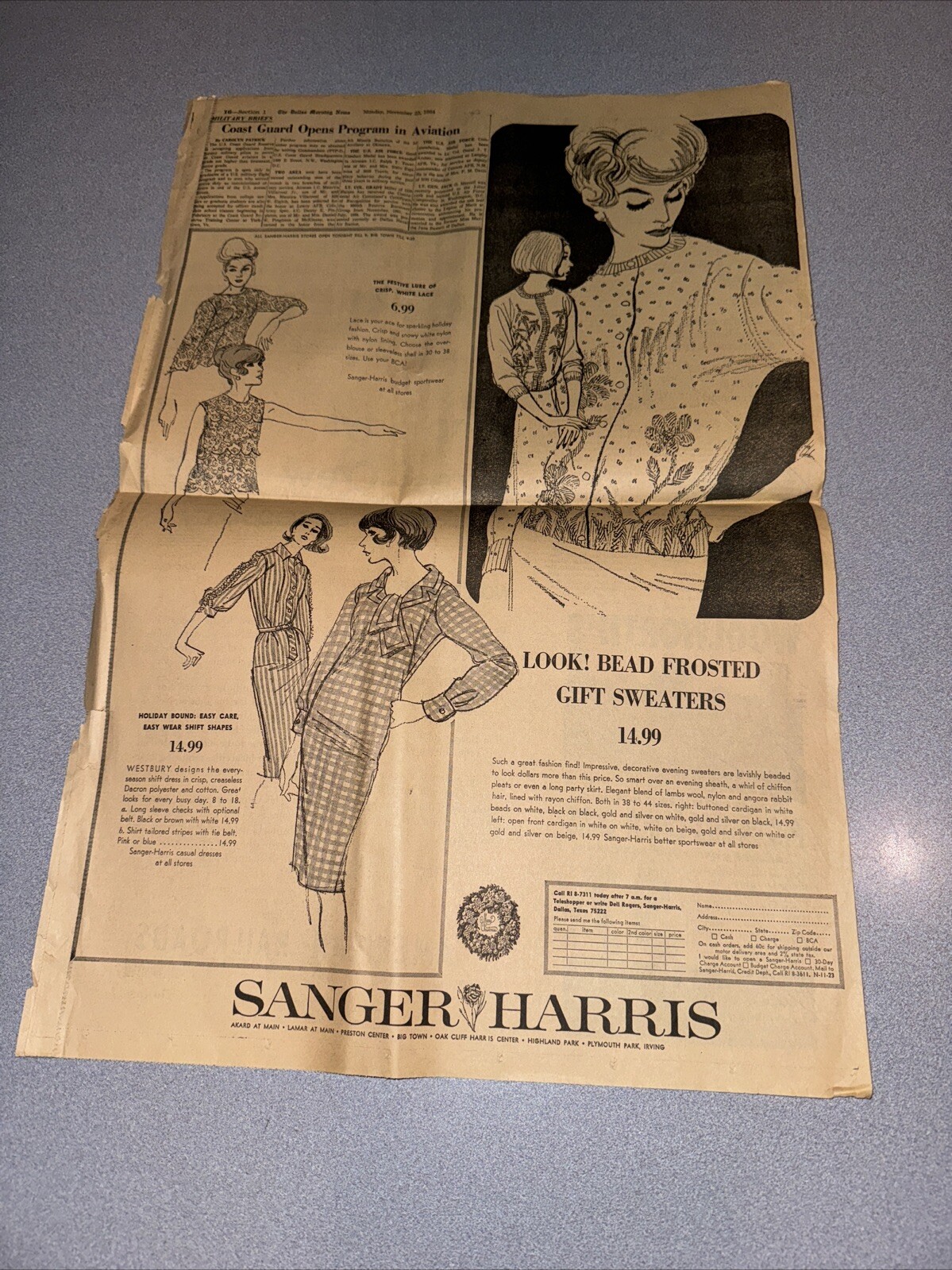 Dallas Morning News November 23 1964 Four Pages Of A Section Only JFK