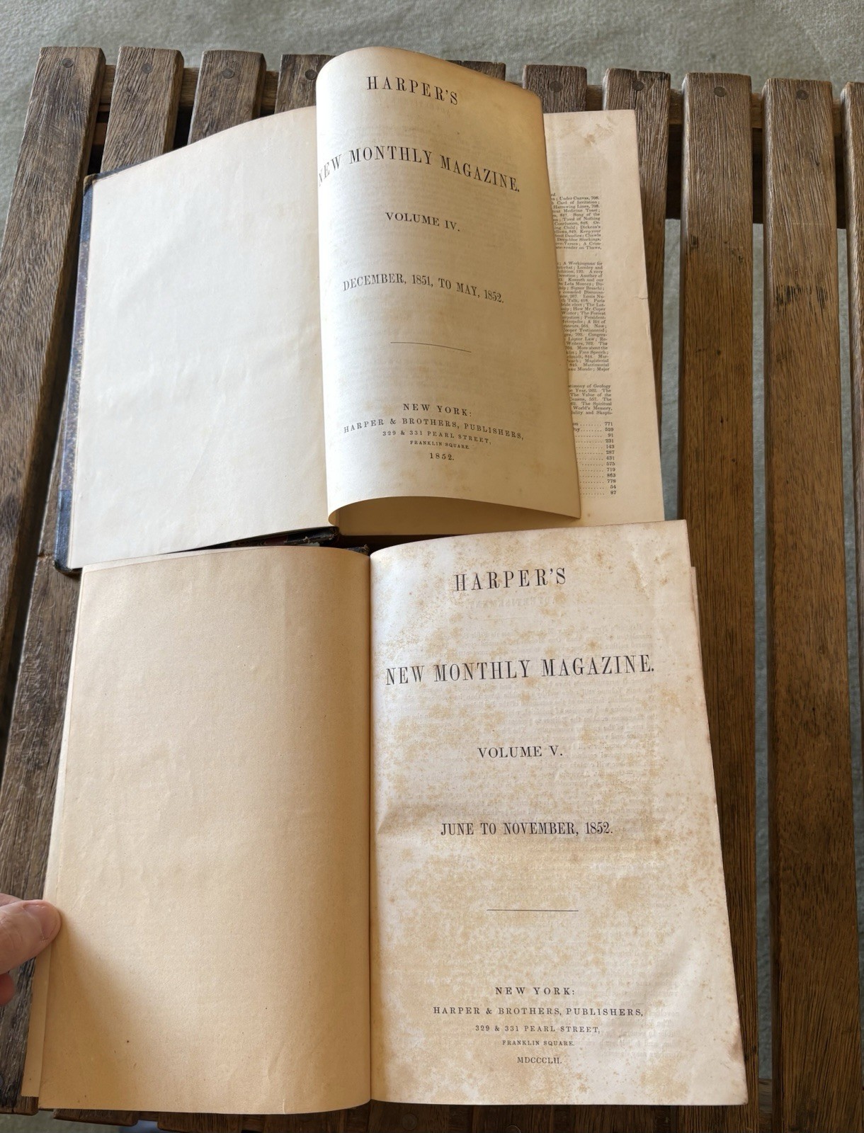 Vol 4 & 5 Harper’s New Monthly Magazine Book Pre Civil War Dec 1851-Nov 1852