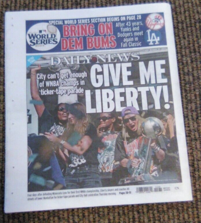 NEW YORK DAILY NEWS-10/25/24-WNBA-NY LIBERTY CHAMPS+MLB-NY YANKEES-JUDGE POSTER