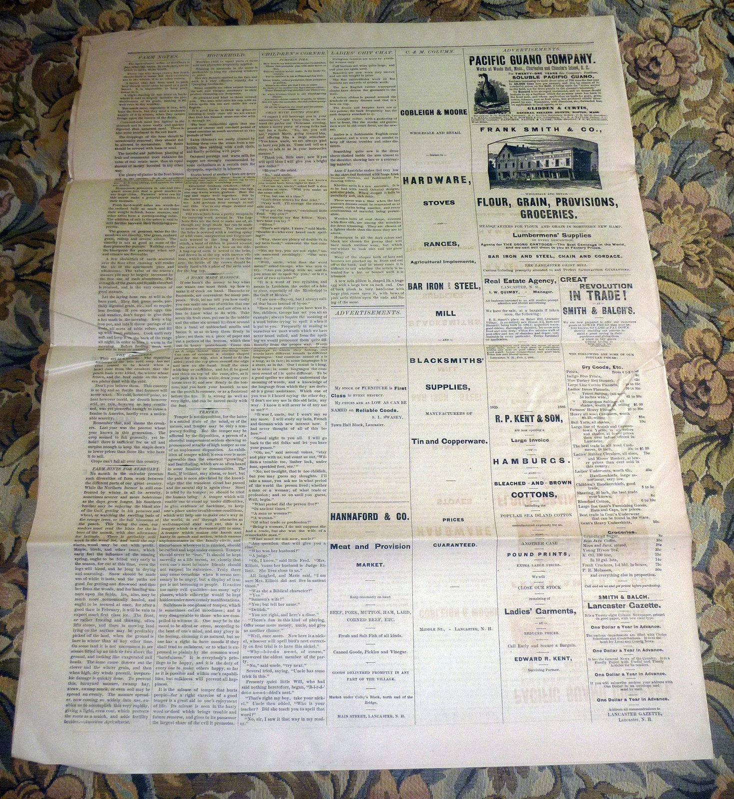 Lancaster, New Hampshire Gazette Newspaper – February 16, 1886
