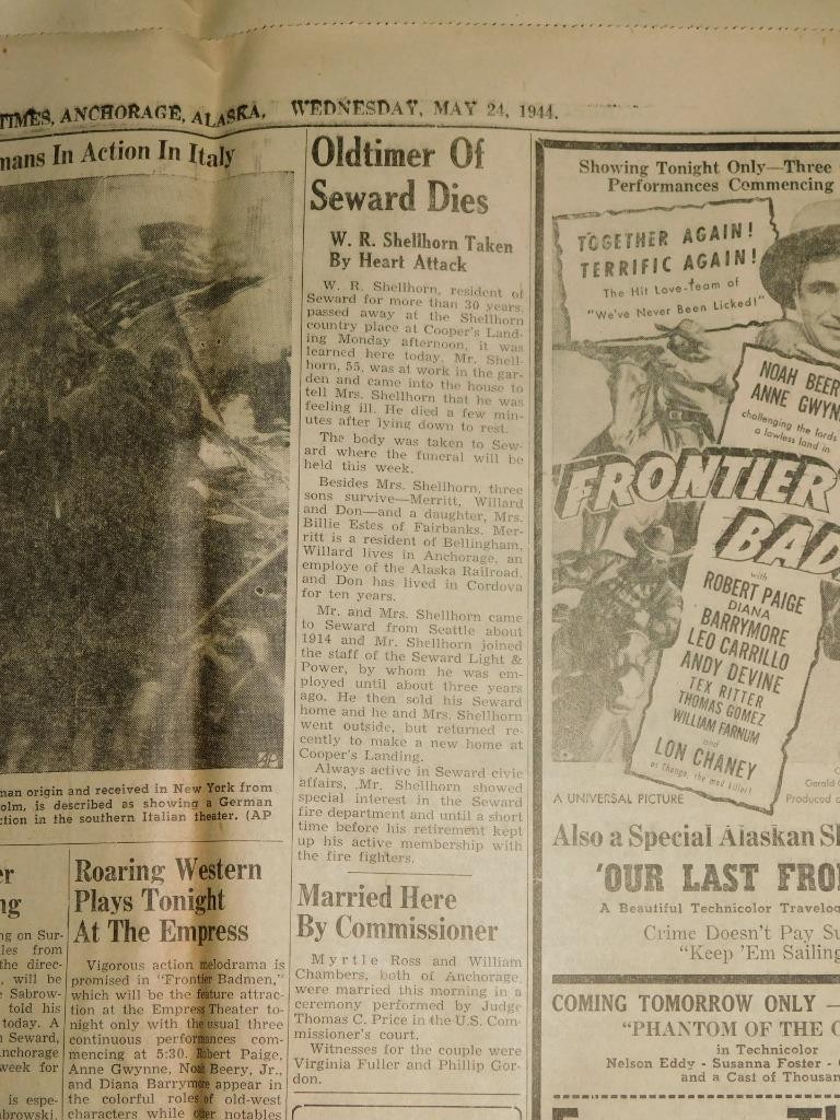 May 24 1944 Anchorage Alaska Newspaper WW2 Anzio Appian Way Italy Kuriles Bombed