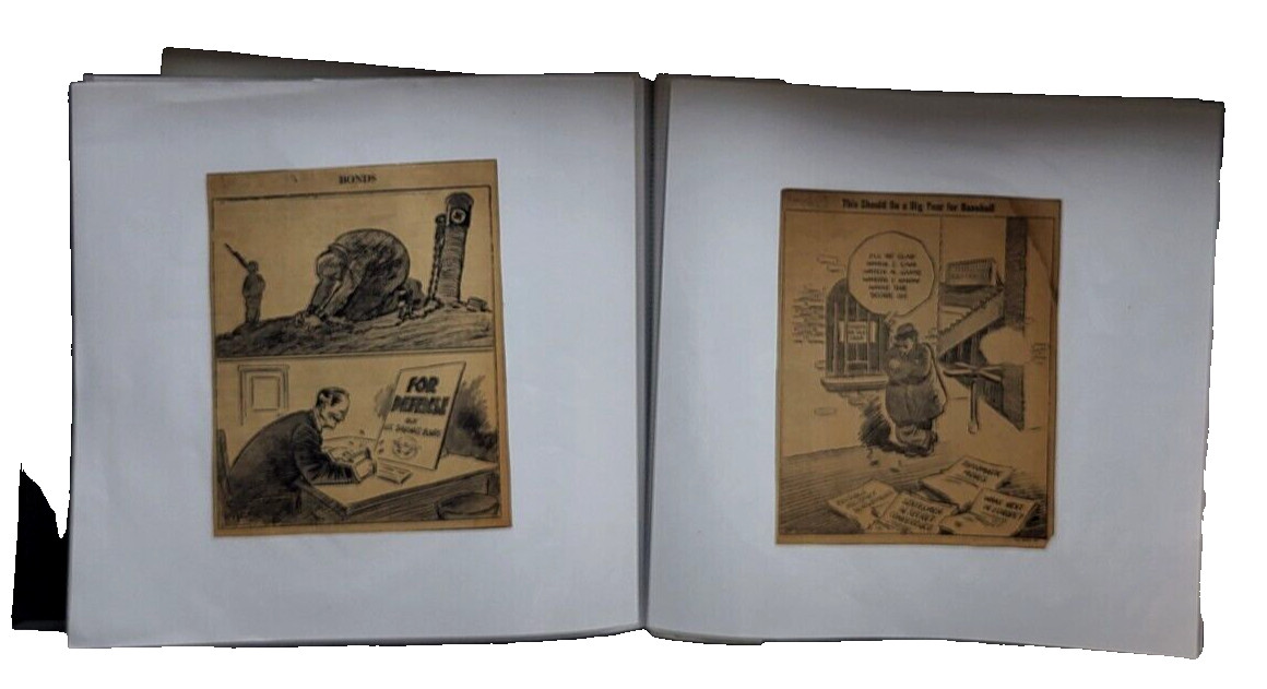 Expandable 12″x12″ Book 1940’s Newspaper Political Cartoons Various Publications