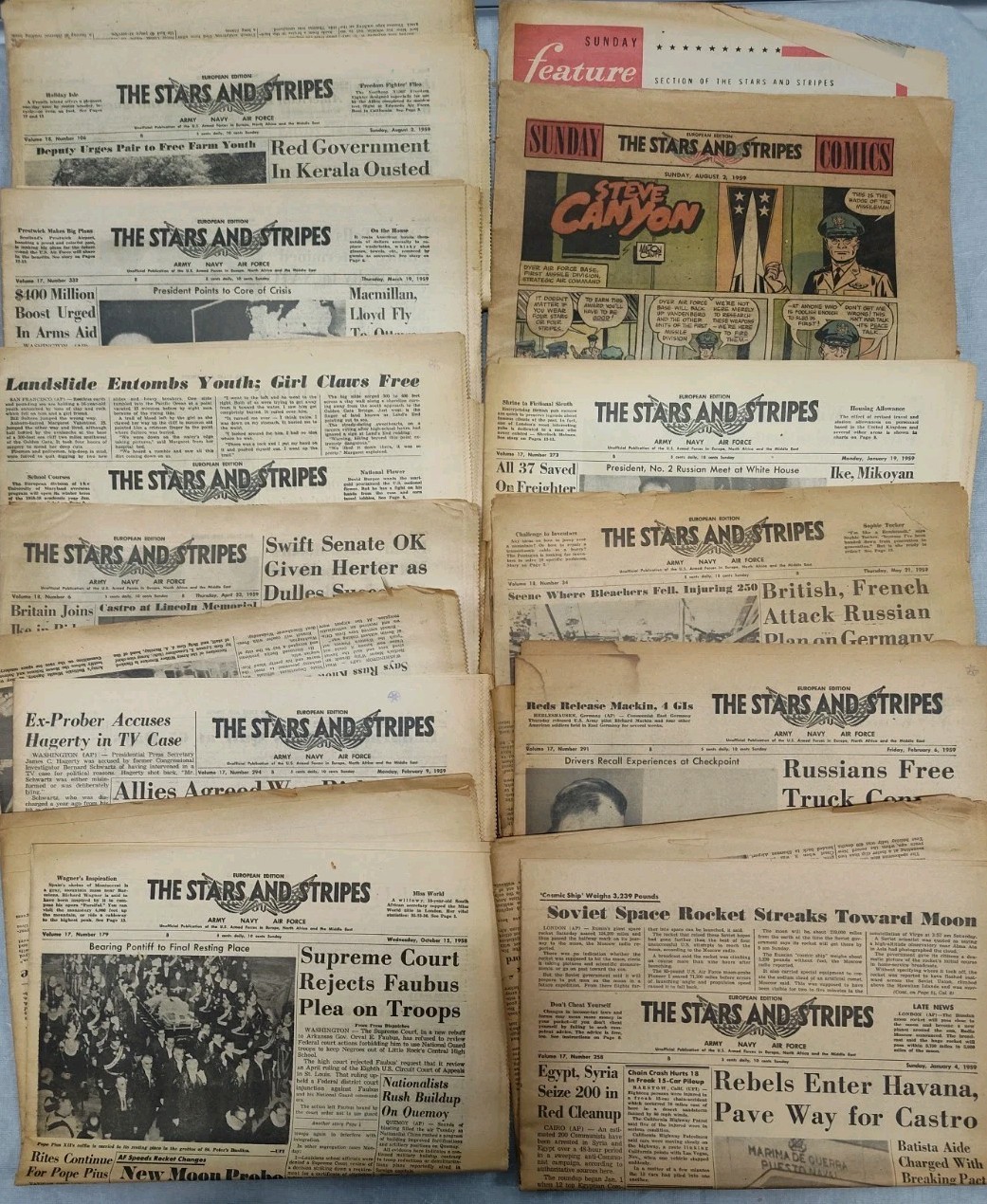 Stars & Stripes Army Newspaper Lot 10 1950s Europe Editions Military 1959 Navy