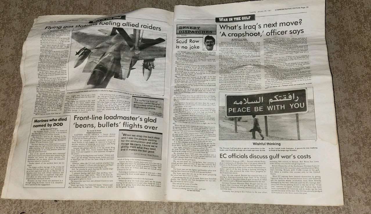 VTG 1991 Stars & Stripes Desert Strom Newspaper Military Commemorative Edition