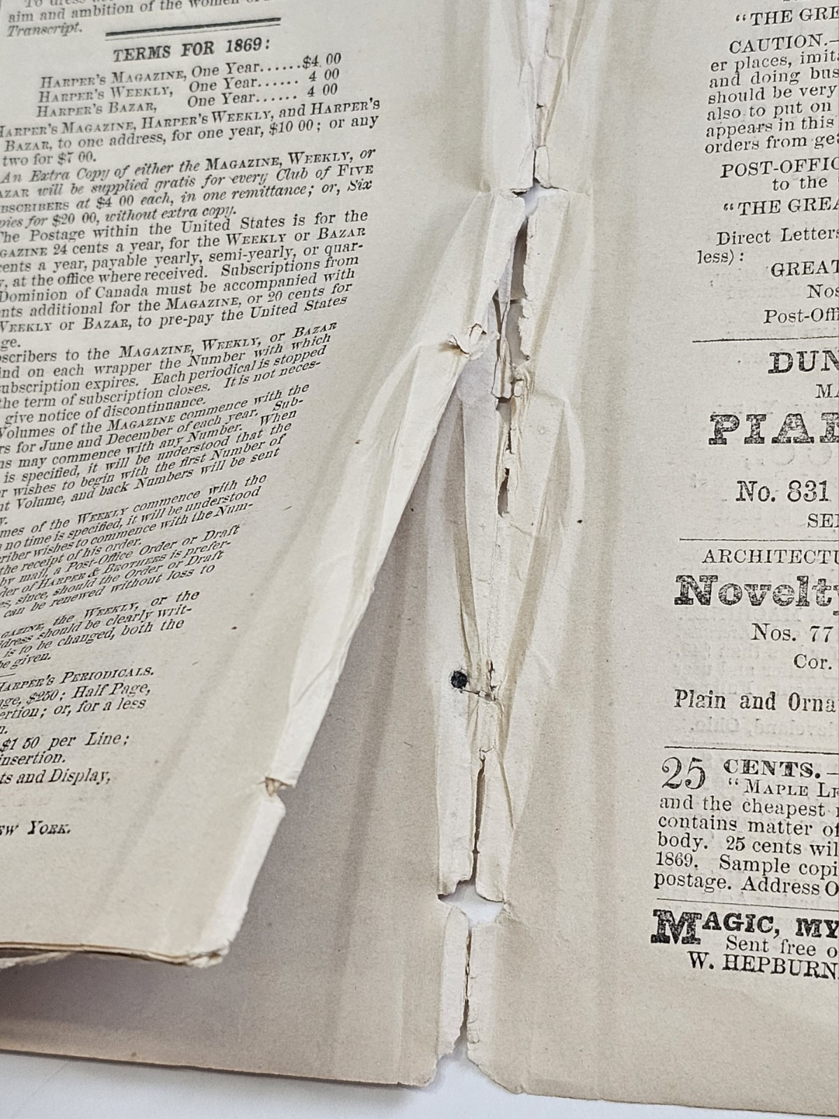 **1869 Harper’s Weekly Full Issue Includes “Hon. John W. Menard” “Fur-Trapper”
