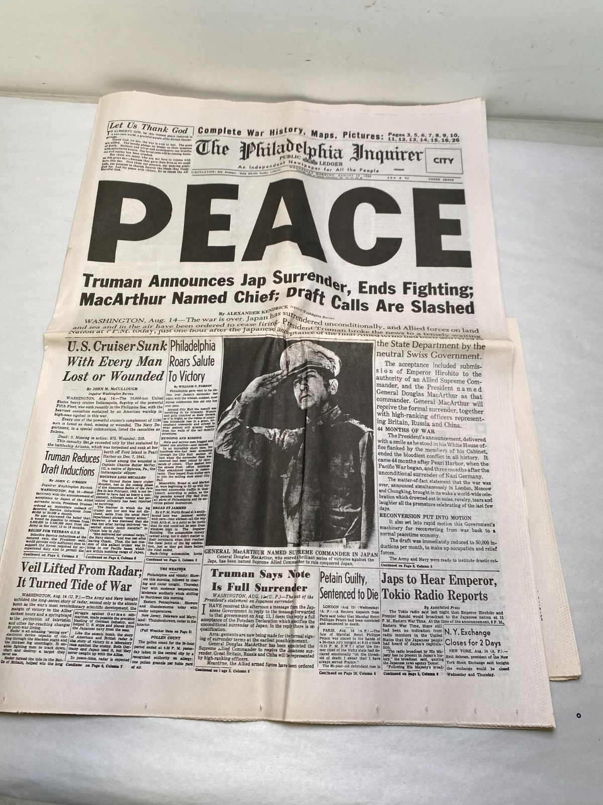 The Philadelphia Inquirer August 15, 1945 “Peace” Issue