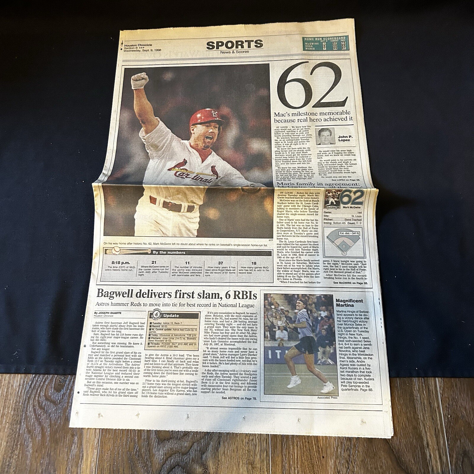 September 1998 MLB LOT / 5 Newspapers – Astros Sosa 62 McGwire Houston Chronicle