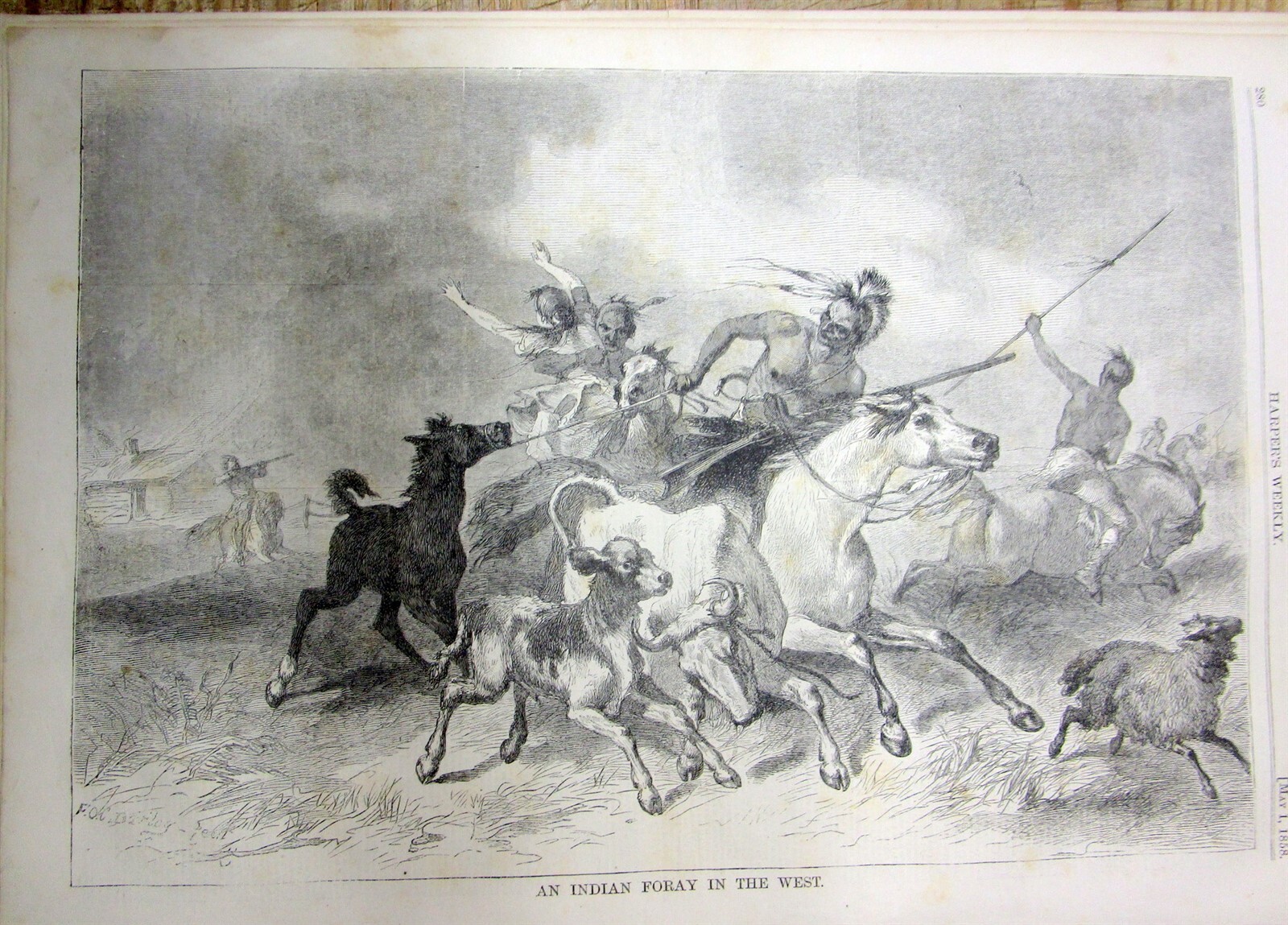 1858 illustrated newspaper w 3 engravings NATIVE AMERICAN INDIAN WAR in OLD WEST