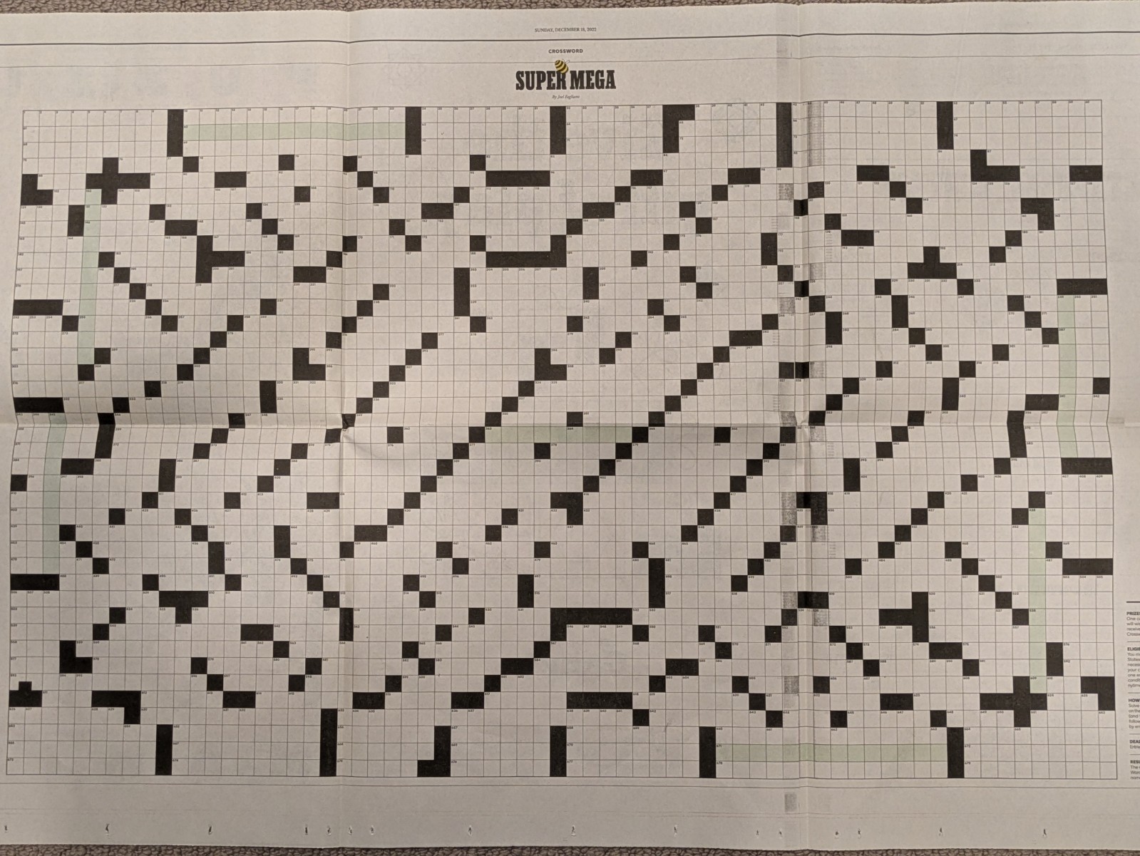 New York Times NYT Puzzle Mania December 18 2022 Games Largest-Ever Crossword