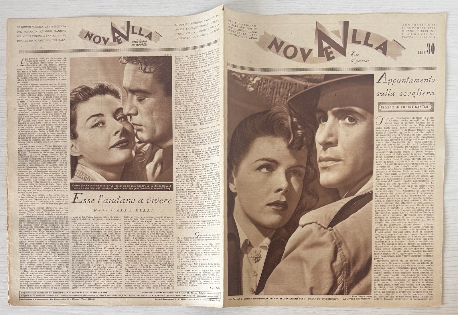 NEW RIZZOLI WOMEN’S LITERARY MAGAZINE N.45 1951 SALLY FORREST MONTALBAN