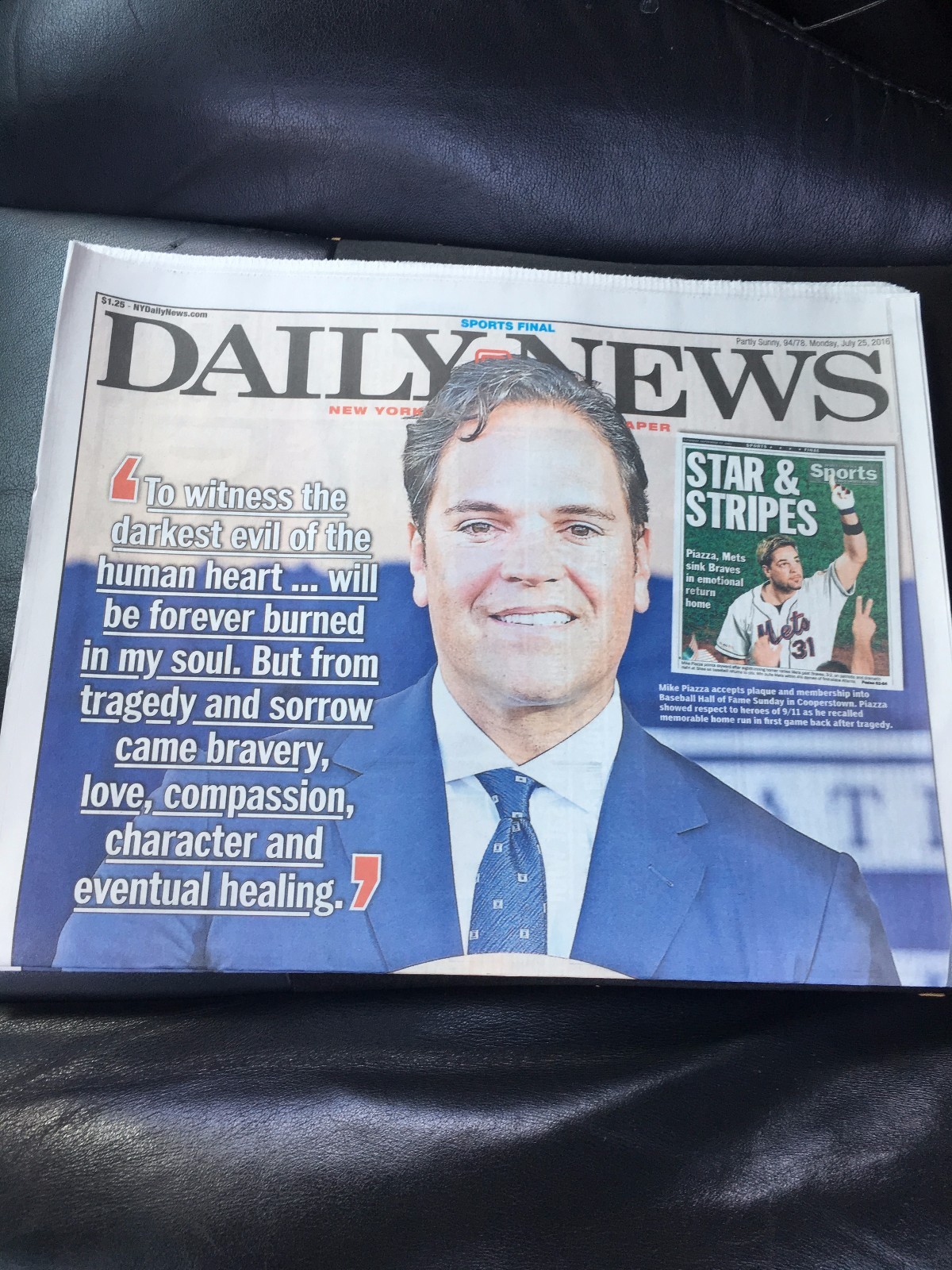 MIKE PIAZZA NY METS HALL OF FAME INDUCTION HOF 7/2/16 DAILY NEWS FULL NEWSPAPER