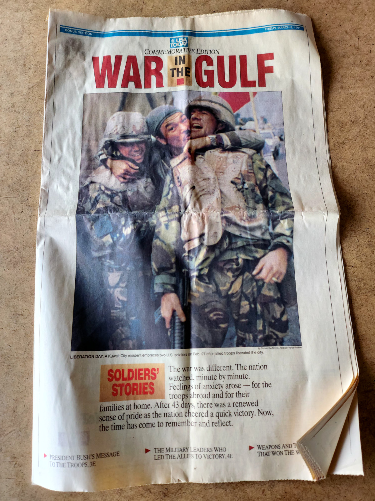 1991 March 8 USA Today Commemorative Edition War in the Gulf (MH T-2)