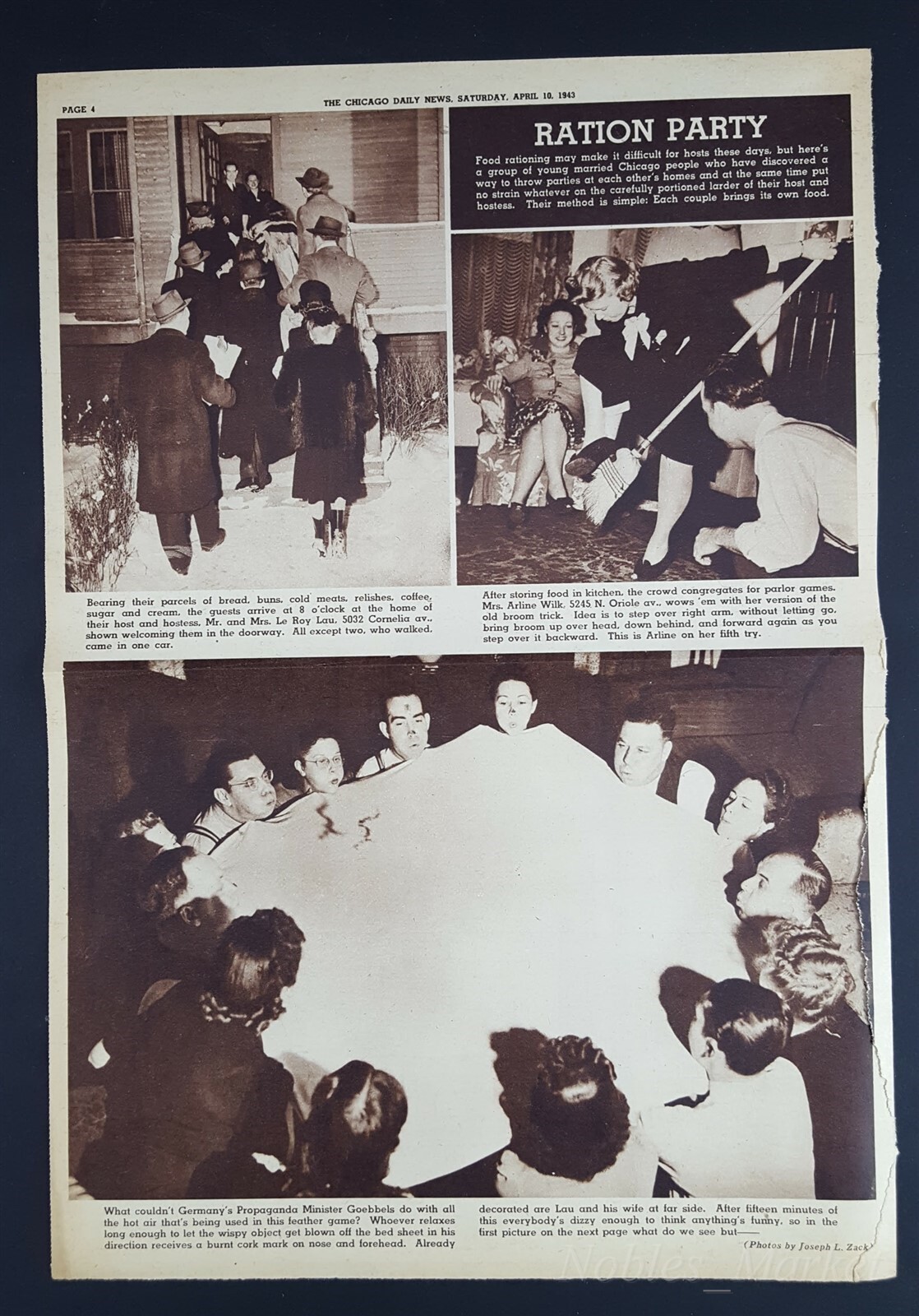 RATION PARTY WWII 5032 Cornelia Chicago 1943 Newspaper Chicago Daily News Apr 10
