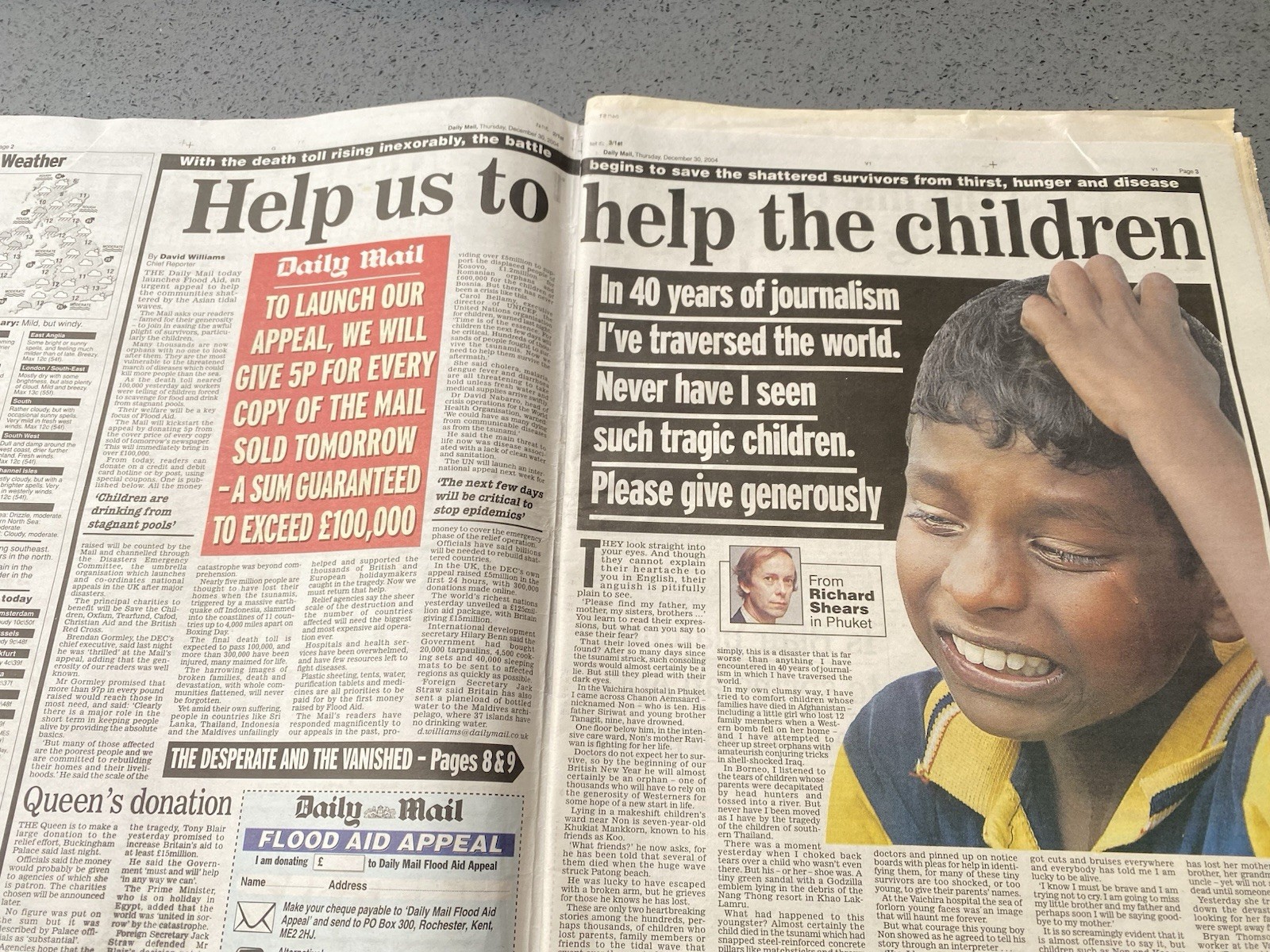 Daily Mail Mirror Newspaper December 2004 Asian Tsunami Disaster