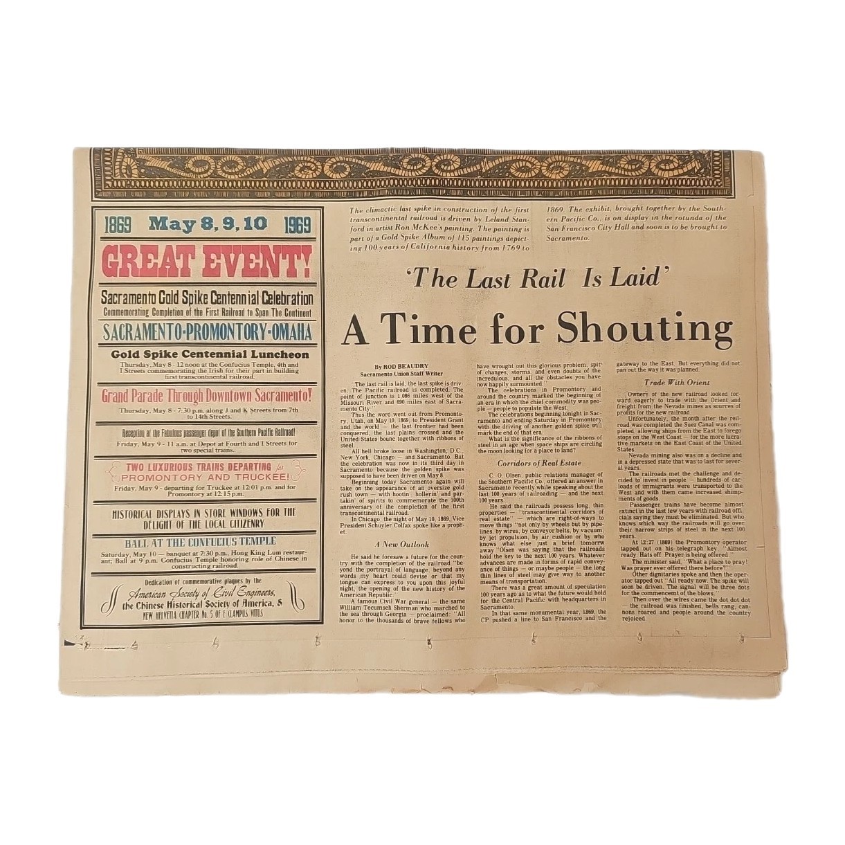 Sacramento Bee May 4, 1969; Centennial Edition, The Golden Spike 1869-1969