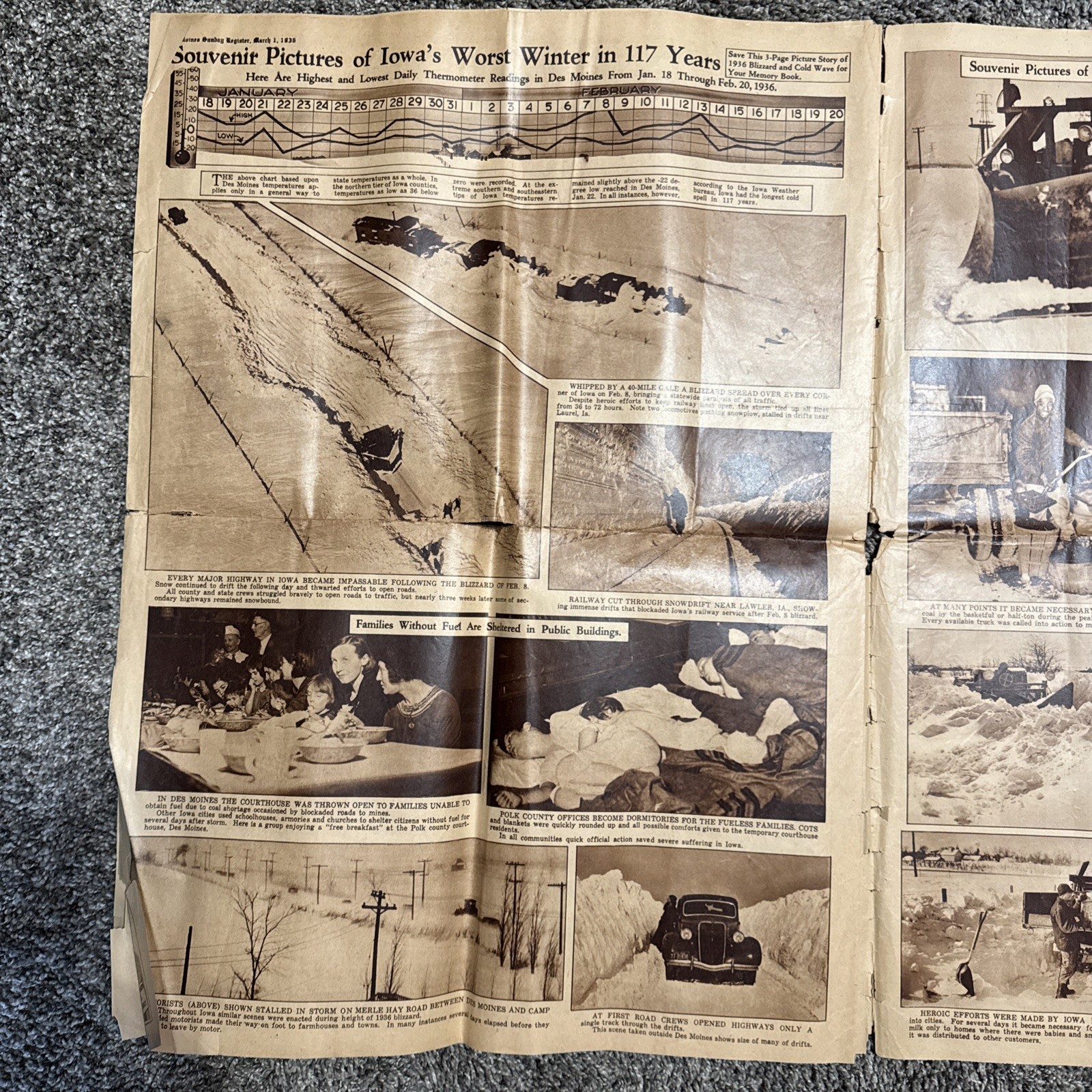 old newspapers lot 1936 Des Moines Sun. Reg. 1946 Cedar Rapids Gazette Iowa Cent