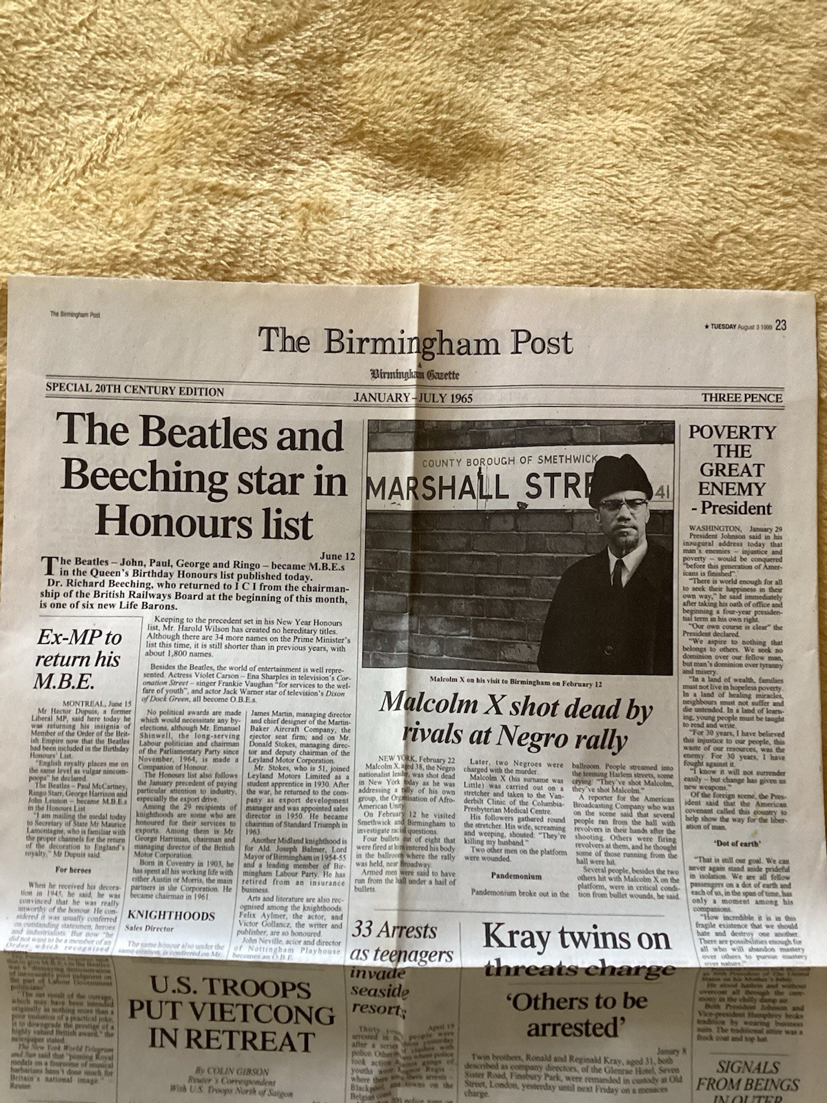 Birthday Year Newspaper Reprinted July Jan To July 1965 Bham Post Malcolm X Shot
