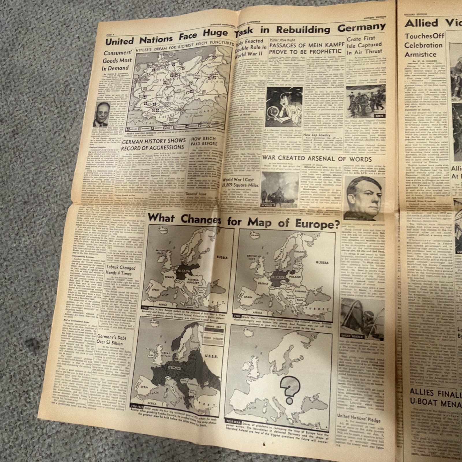 Glendale News-Press May 1945 Victory Extra War Ends in Europe