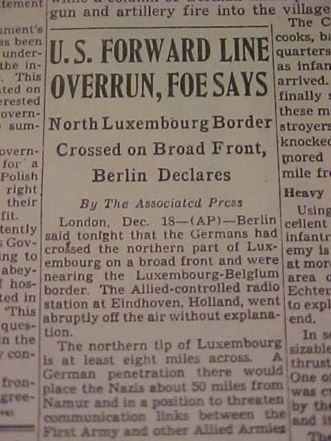 VINTAGE NEWSPAPER HEADLINE ~WORLD WAR 2 HITLER V-BOMB ATTACK U.S. ARMY WWII 1944