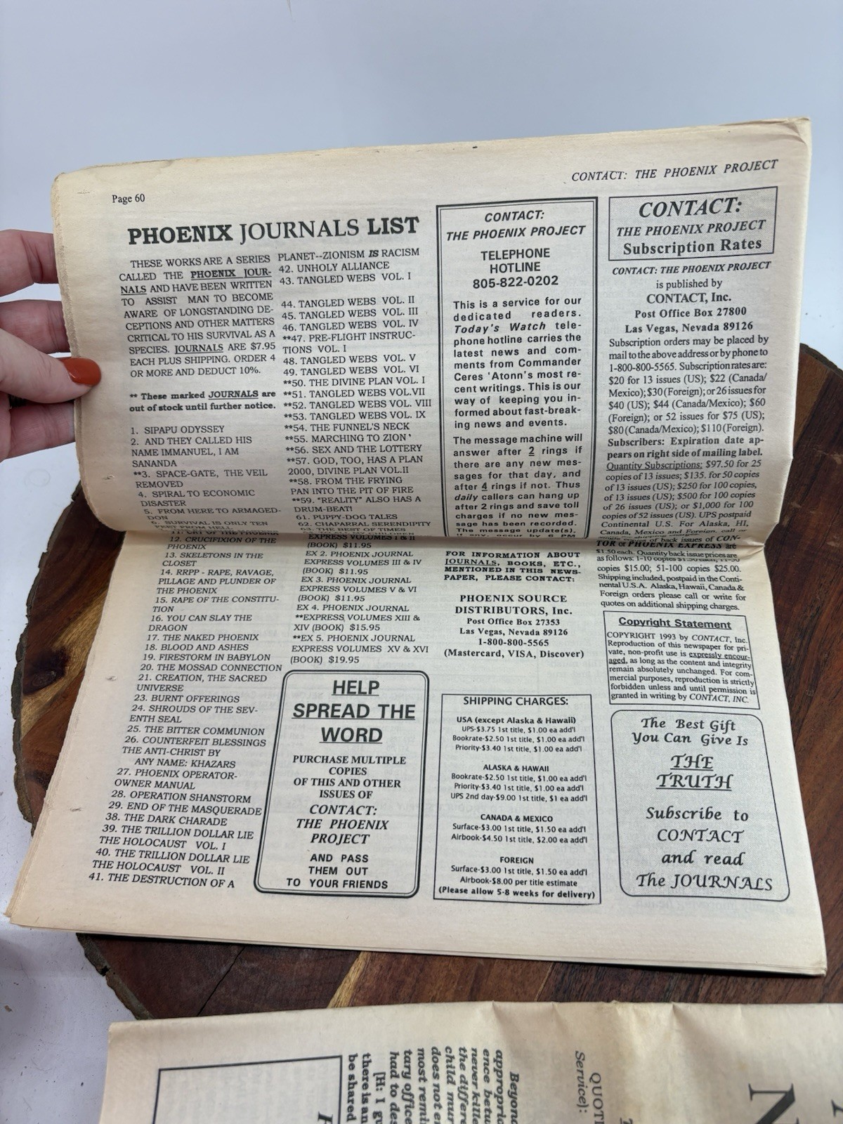 2 Vtg Conspiracy Newspaper Alternative Theory Contact The Phoenix Project 1993