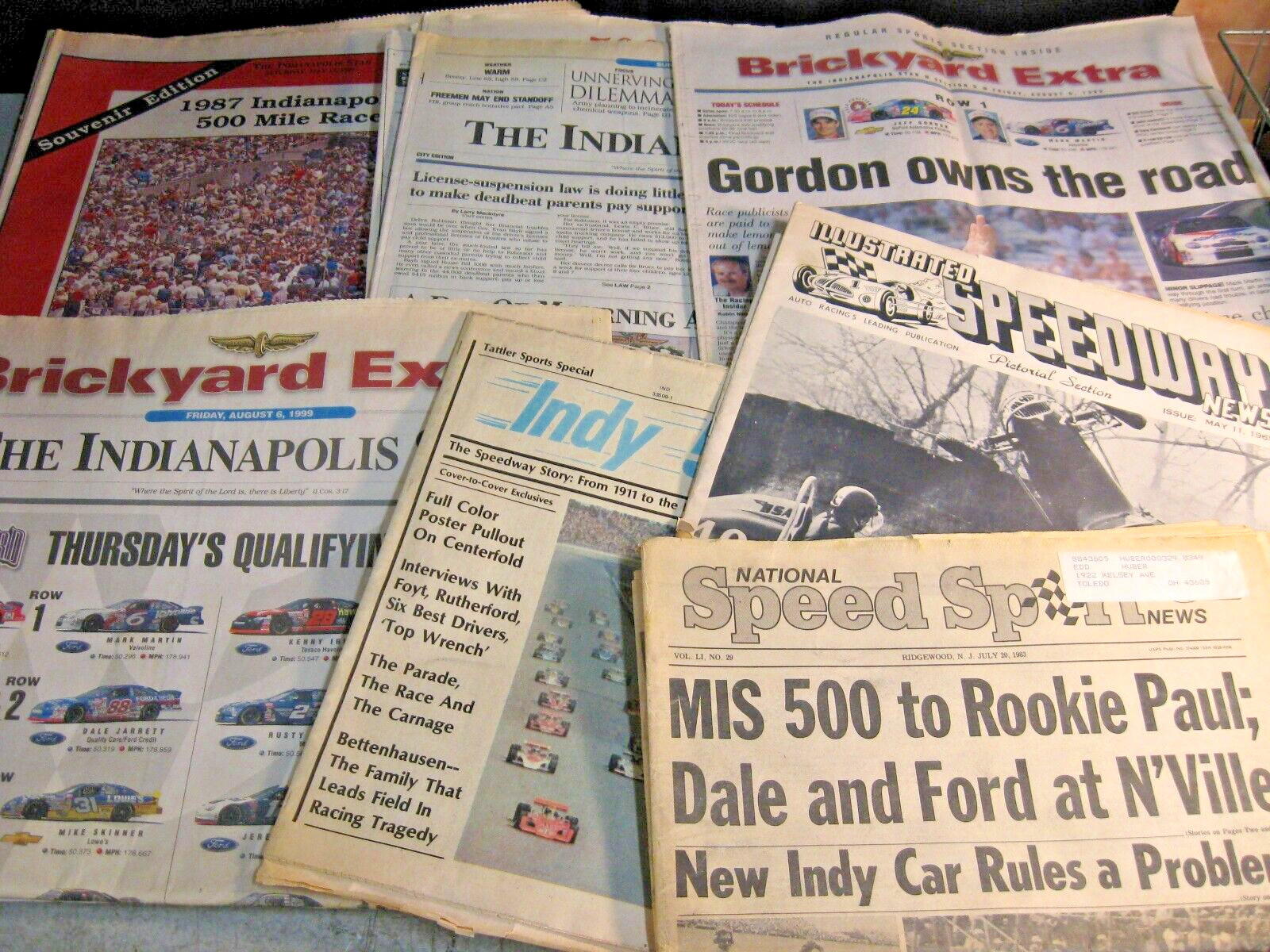 7 Newspapers Headlining the Indy 500 Indianapolis 1960s 1970s 1980s 1990s dw