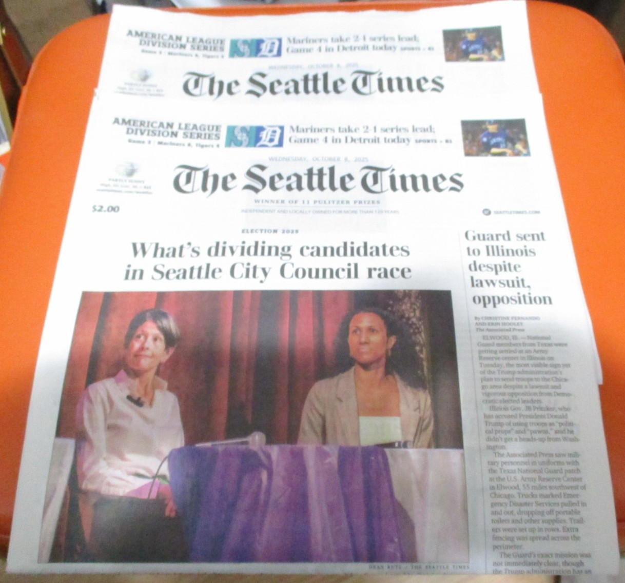 SEATTLE MARINERS 10/08/2025 MLB PLAYOFFS FULL PAPER ALDS GAME 3 WIN CAL #61 (2)
