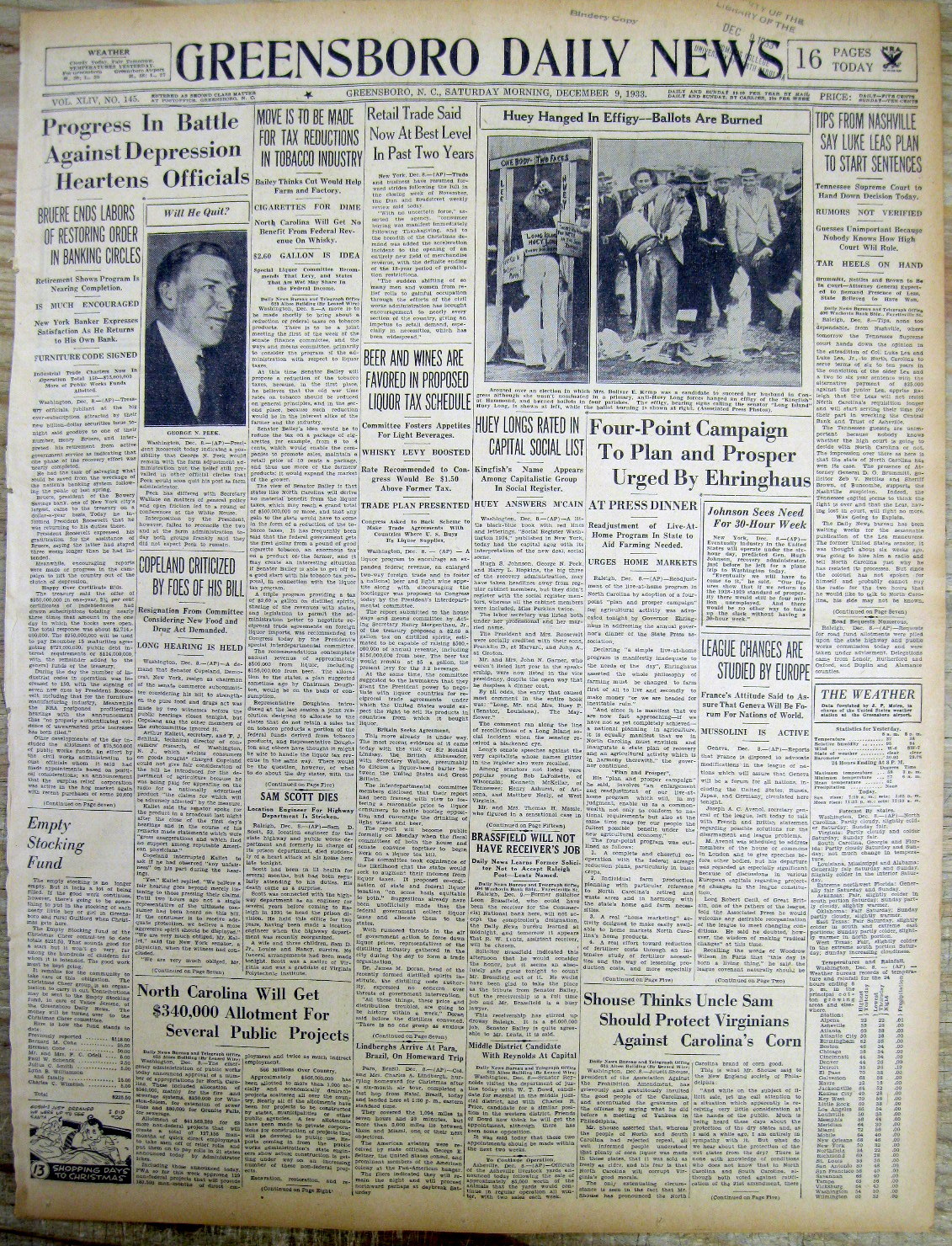 1933 newspaper THE FIGHT to END THE GREAT DEPRESSION BEGINS Franklin D Roosevelt