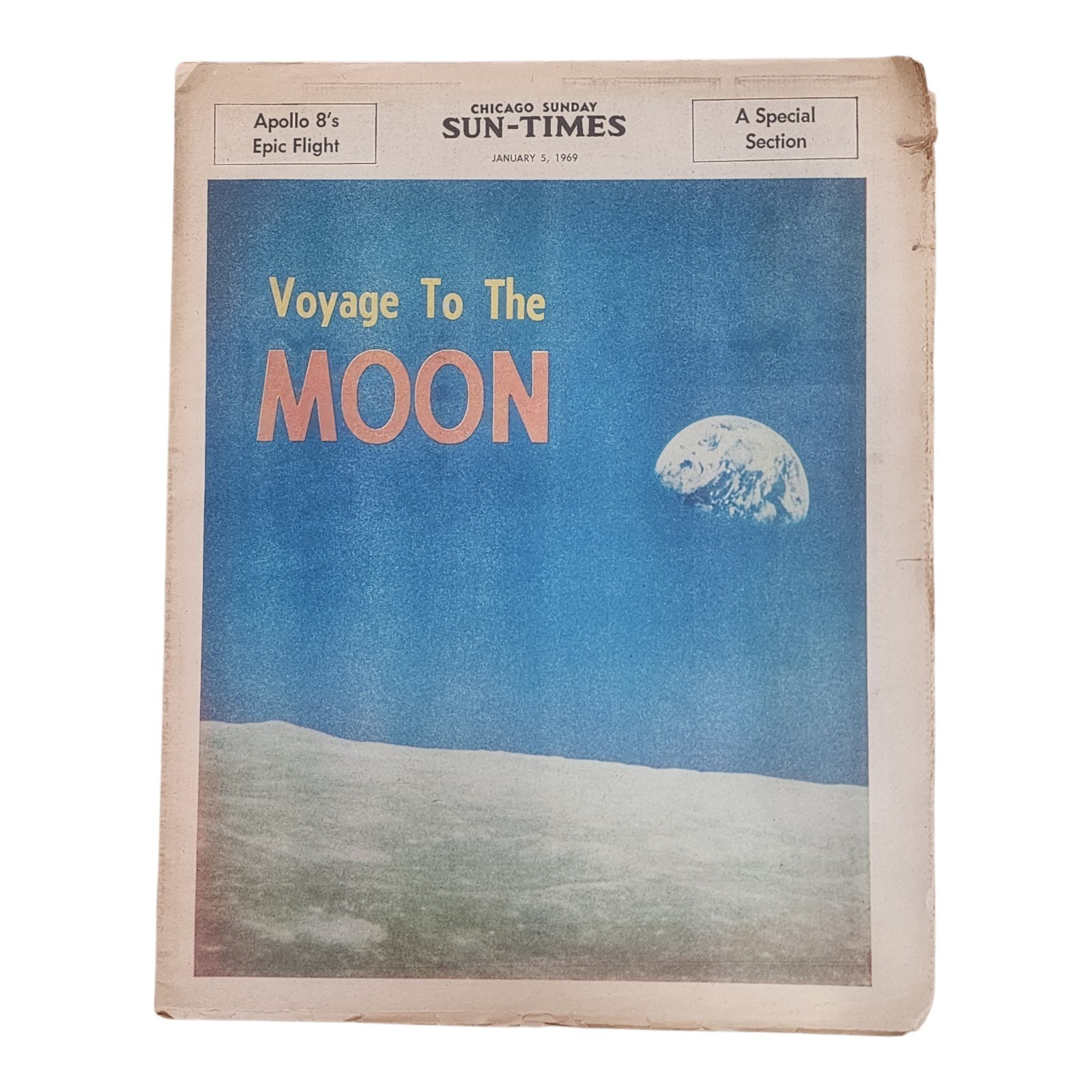 Orginal January 5, 1969 Chicago Sun-Times Apollo 11 Astronauts + Sears Ad Insert